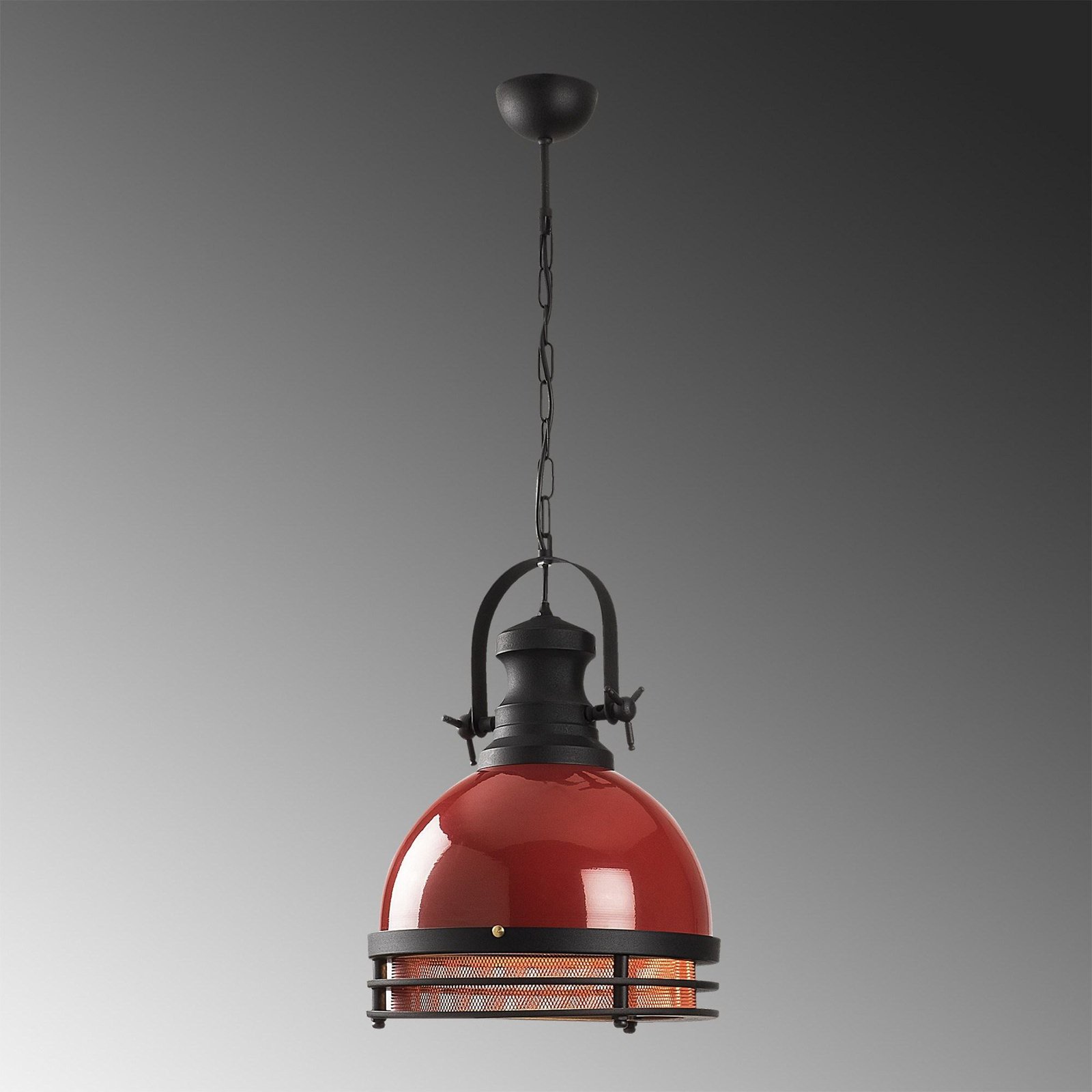 Saglam 3762 hanglamp, rood/zwart, ijzer, Ø 32 cm