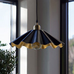 Aira pendant light, black/brass, Ø 41 cm, iron, E27
