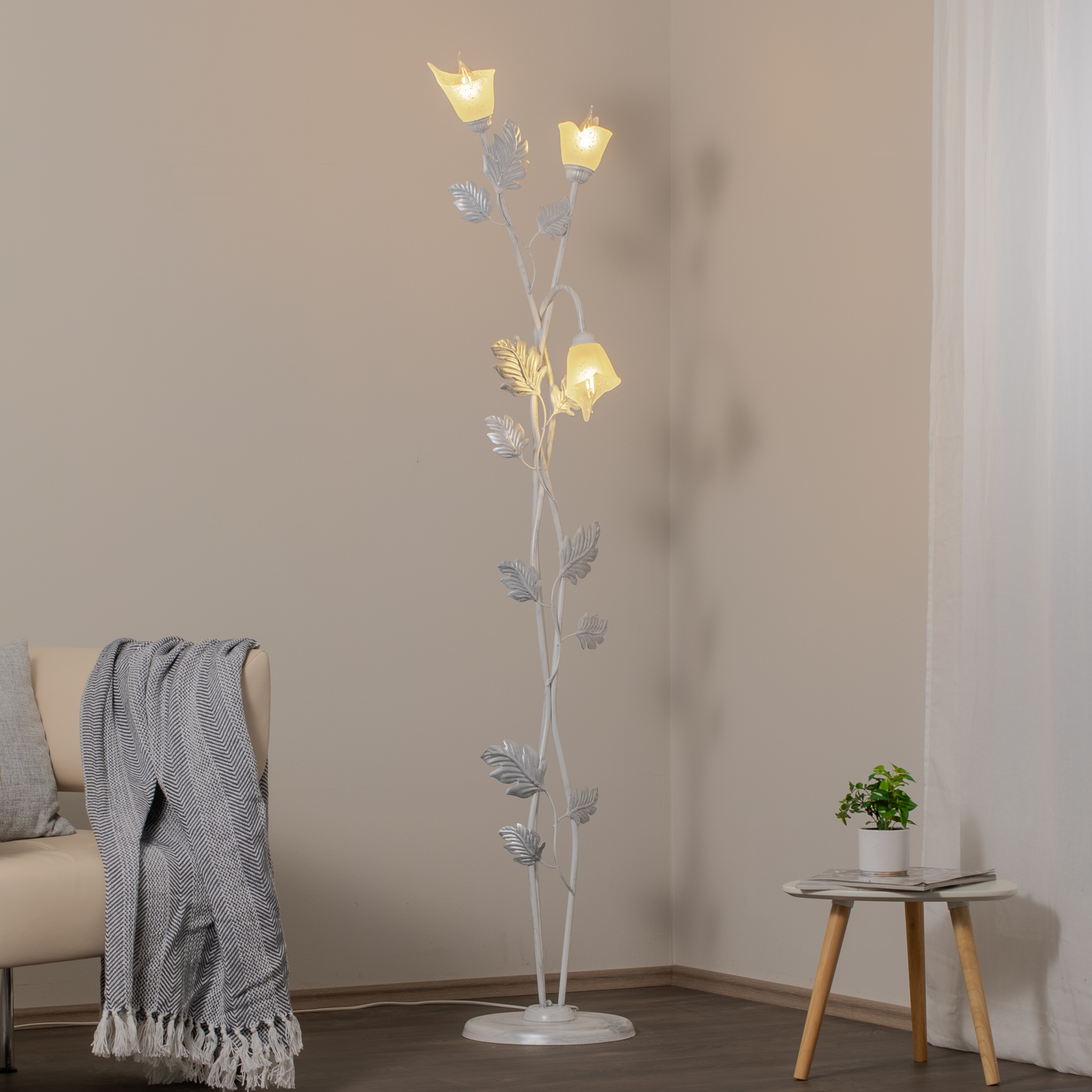 Lampe sur pied Marilena style florentin à 3 lampes
