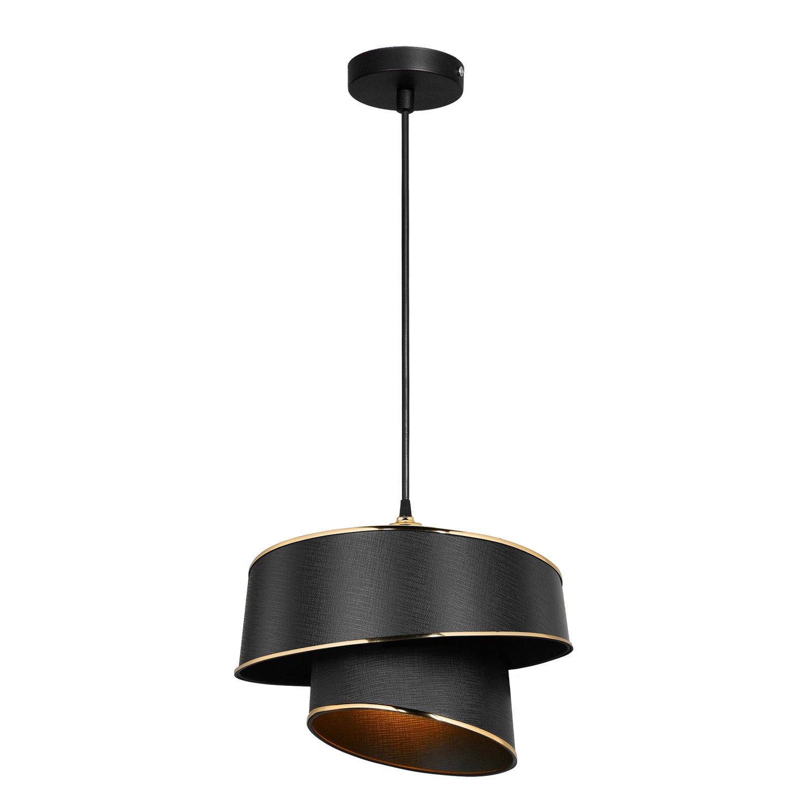 Lima lógó világítás, fekete/arany, szövet, fém, Ø 32 cm