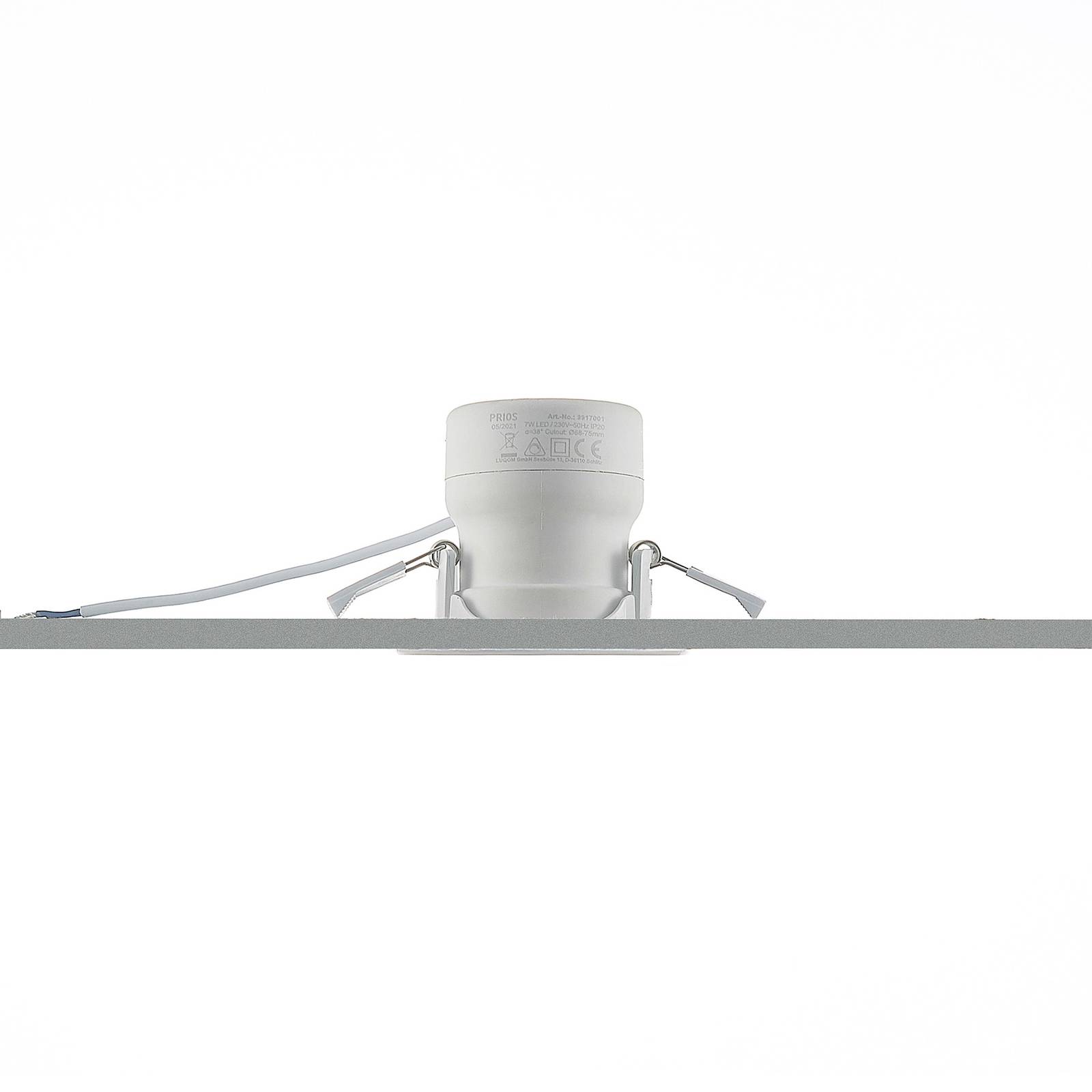 Oprawa wpuszczana Prios LED Shima, biała, 7 W, 3000 K, ściemniana