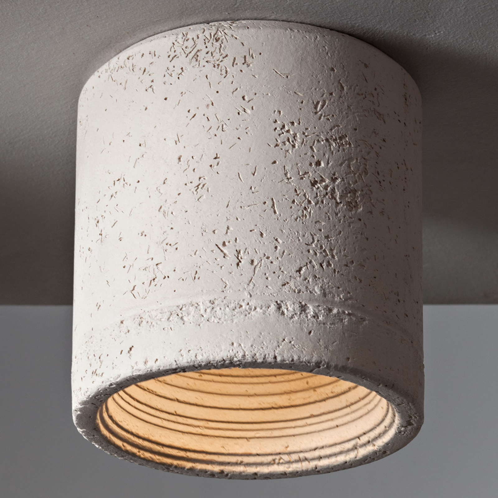 Toscot Carso ceiling light in cream, 13 cm, for Living / Dining Room, Galestro ceramic, GU10, 50 W, energy efficiency: A++, H: 13 cm