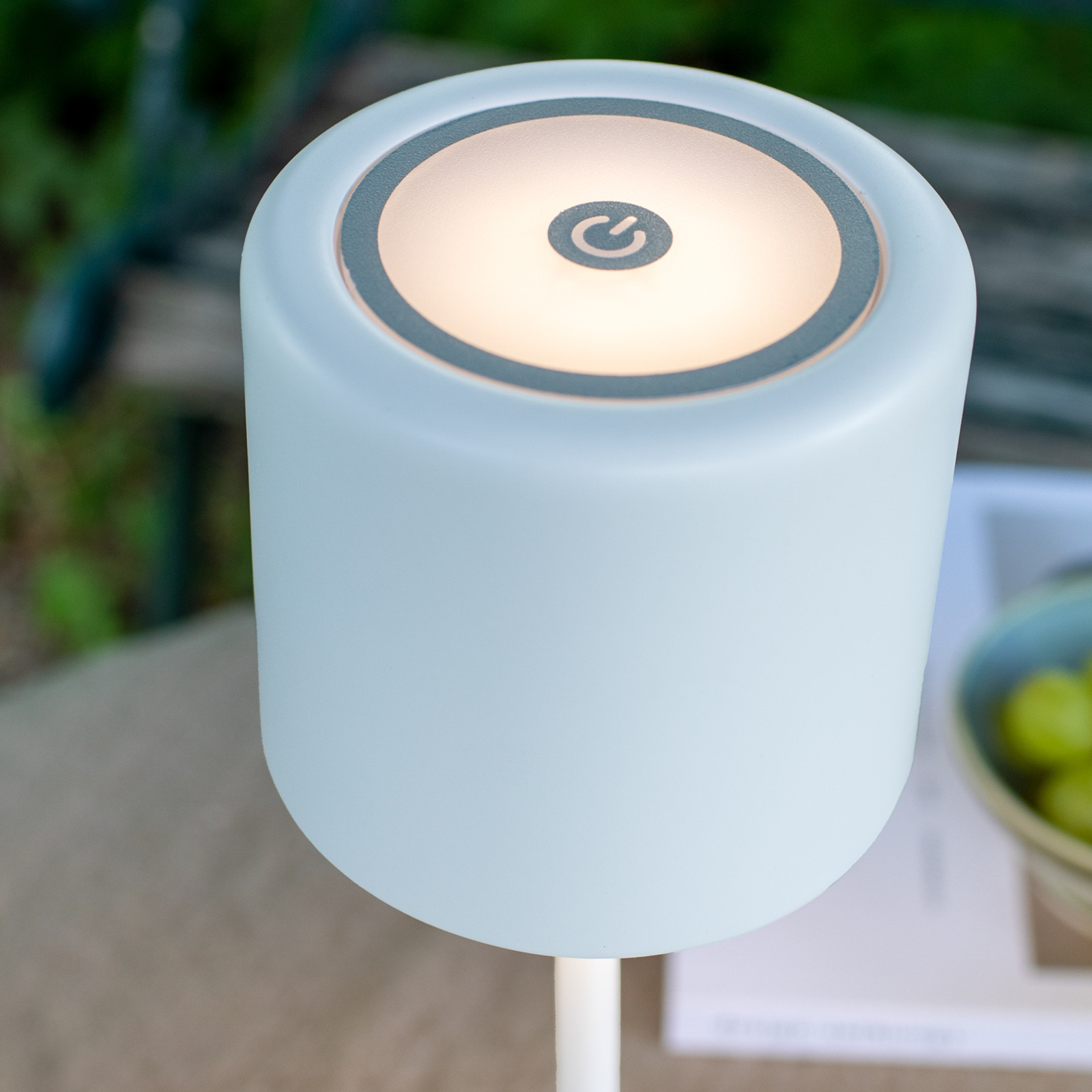 Batteridriven bordslampa Filo för utomhus, vit