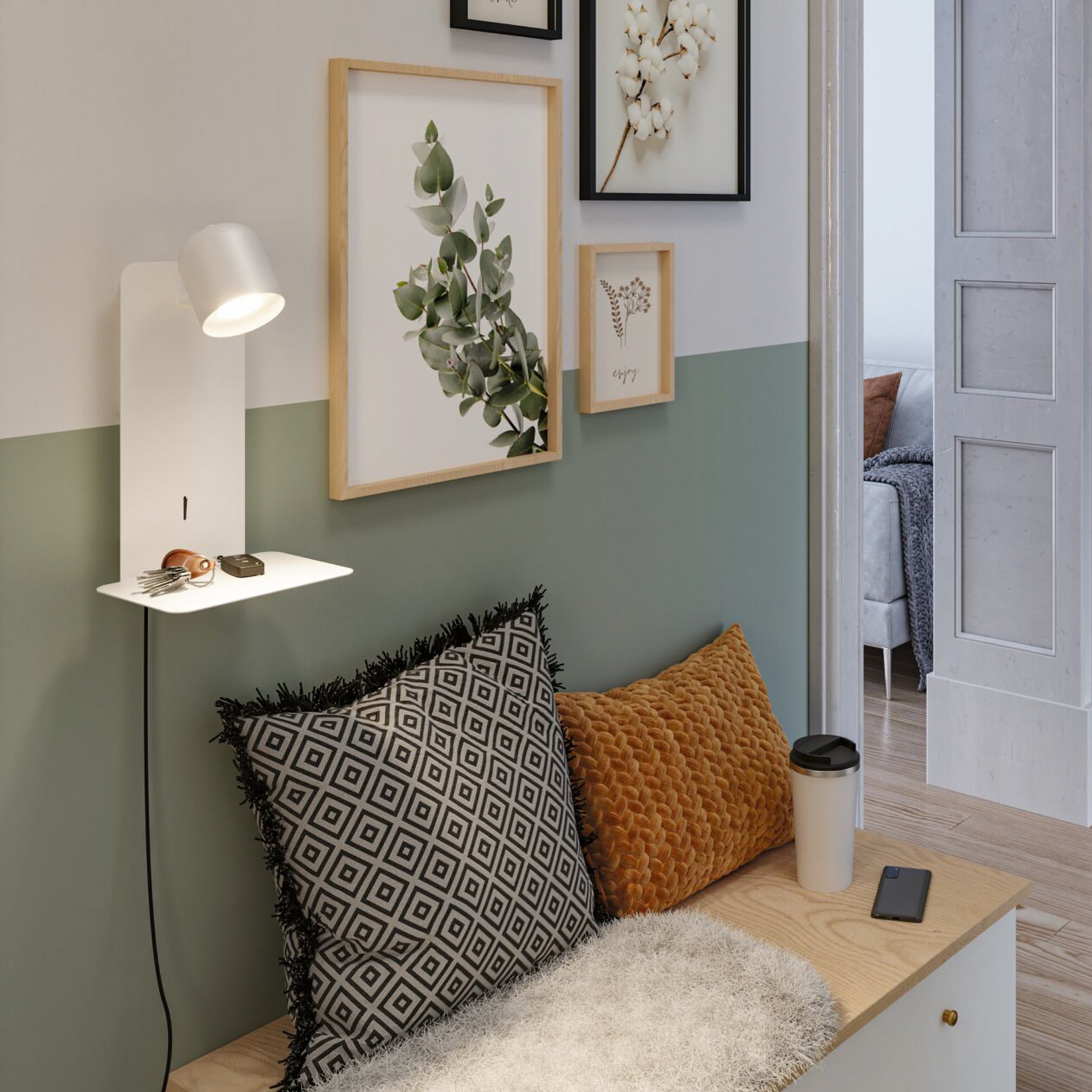 Paulmann Malena USB σποτ τοίχου με ράφι, λευκό