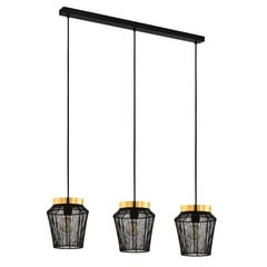 Suspension Escandidos, noire/dorée, à 3 lampes