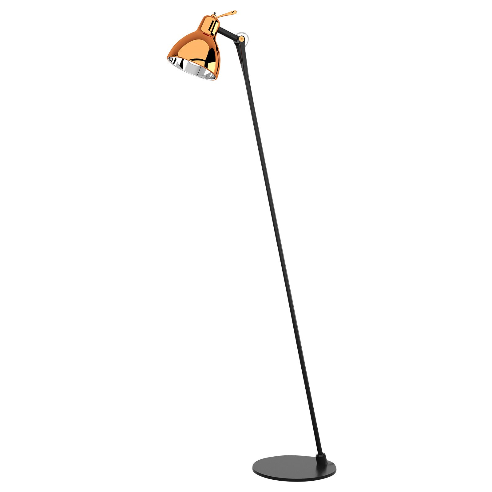 Luxy Glam F0 Stehlampe, schwarz/kupfer, klar - Rotaliana