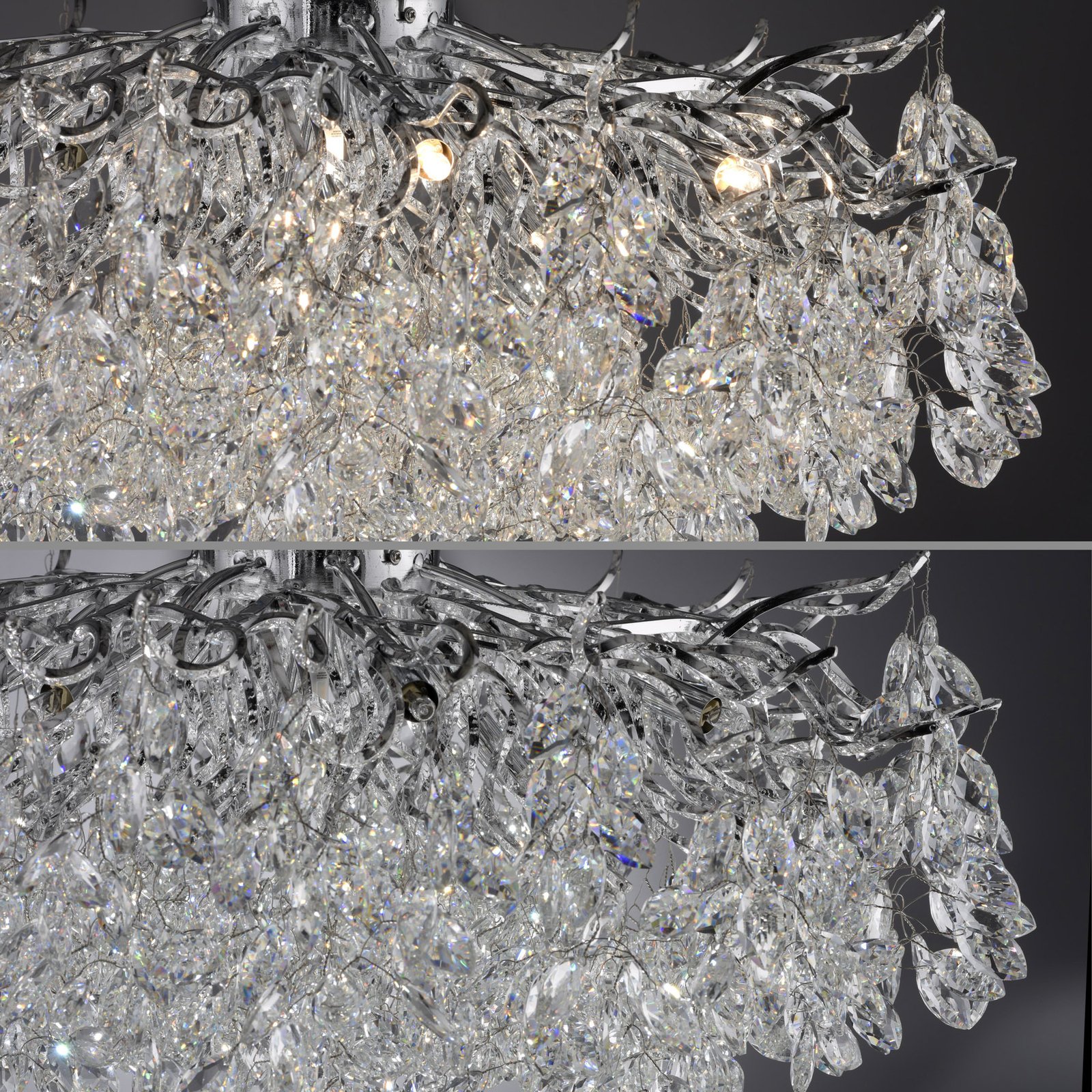Paul Neuhaus stropno svjetlo Ricicle, kristalne zavjese, Ø 80 cm