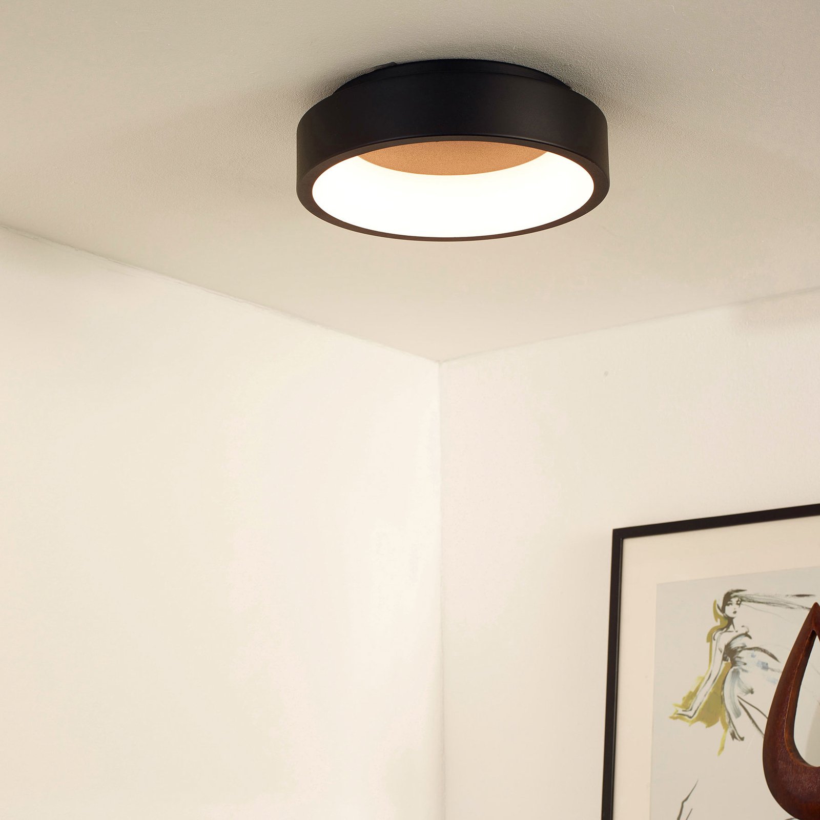 LED ceiling light Talowe black Ø 30 cm