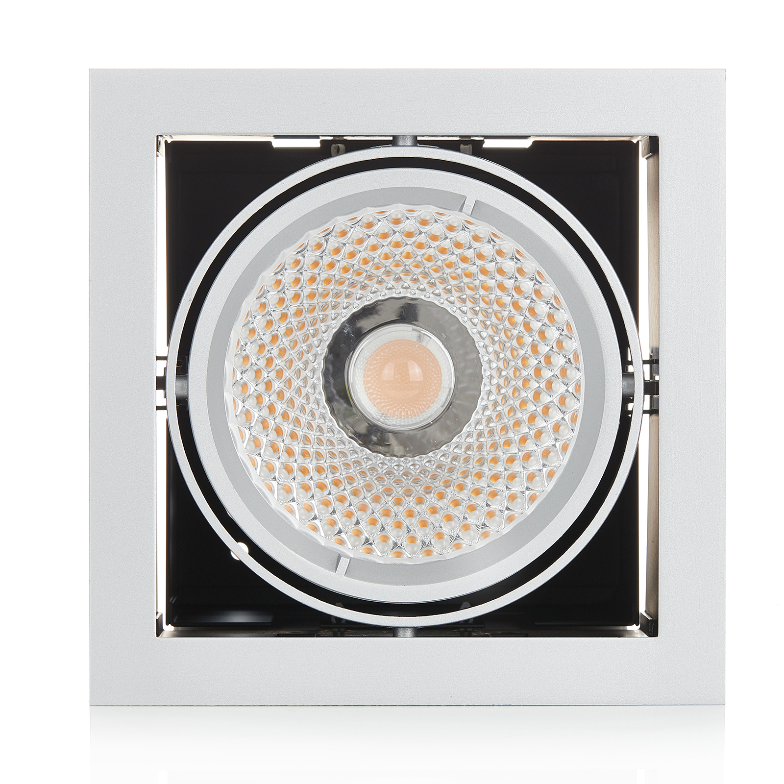 Arcchio Adin LED downlight, 3,000 K, 40.2 W, grey, for Living / Dining Room, aluminium, polycarbonate, 40.2 W, energy efficiency: A++, L: 18 cm, W: 18 cm, H: 1.44 cm