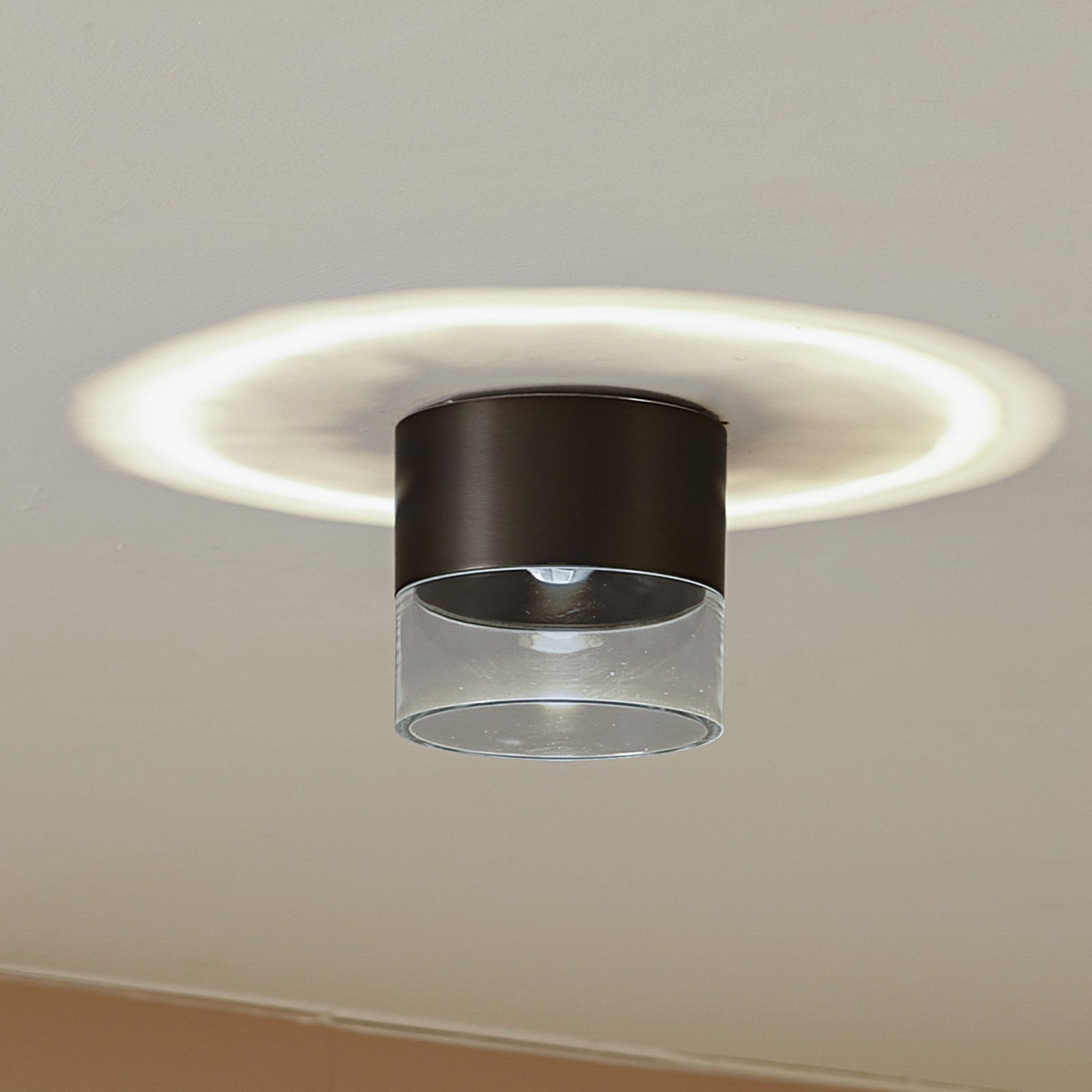 Plafonieră cu LED Lindby Dalila negru Ø 10 cm aluminiu - Camera de zi / sufragerie - modern - negru transparent