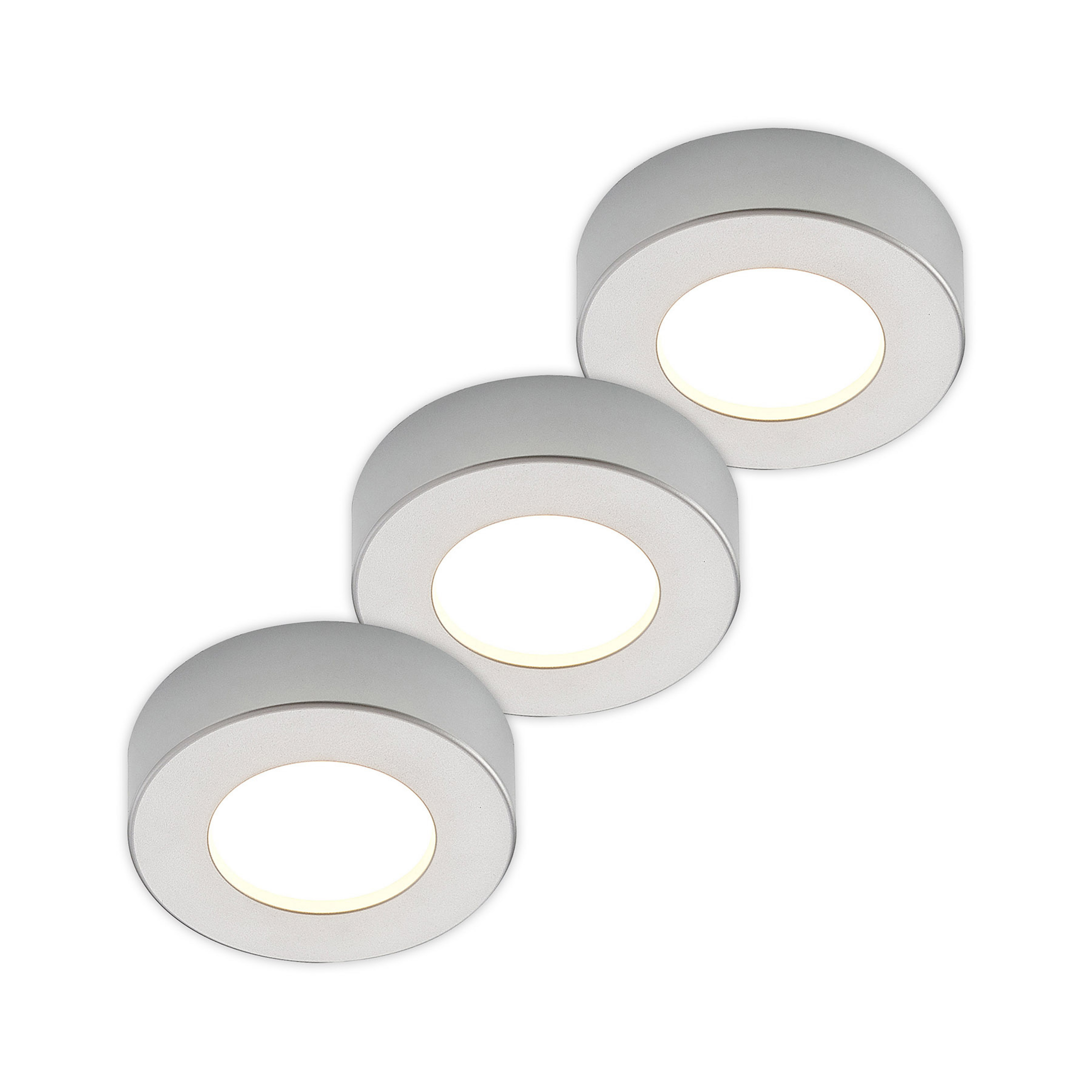 Prios LED-Deckenleuchte Edwina, silber, 12 cm, 3er-Set
