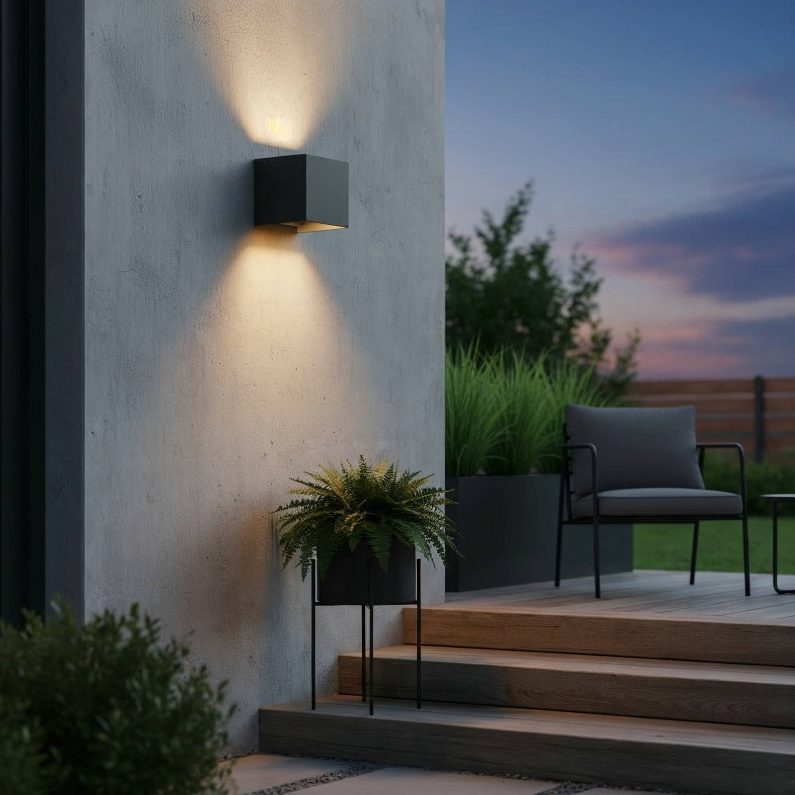 Ideal Lux kinkiet zewnętrzny LED Atom antracytowy, 10 cm, metalowy