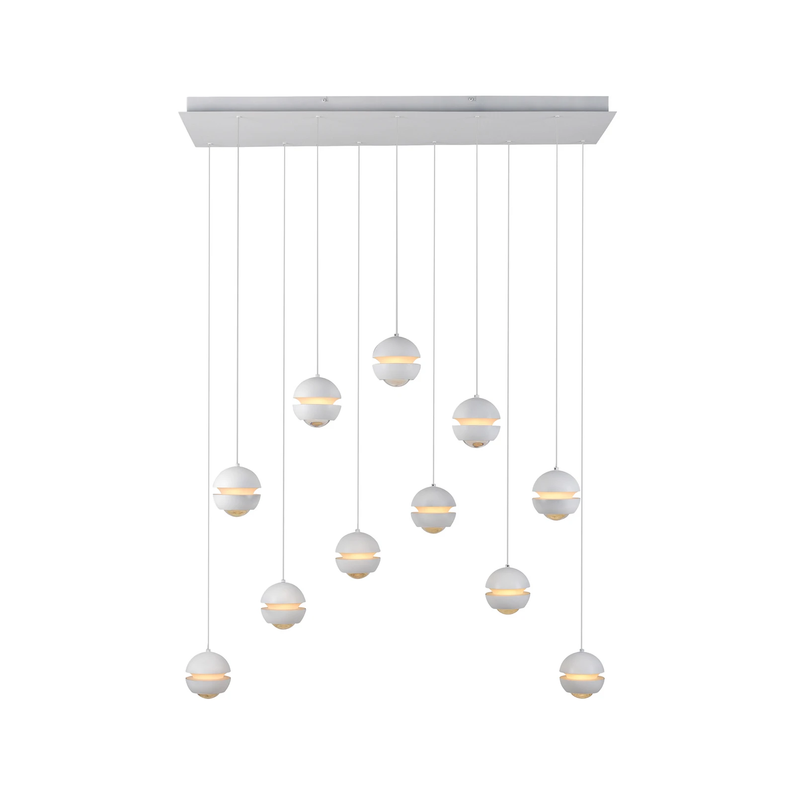 SCHÖNER WOHNEN LED hanglamp Lini wit 11-lamps lang, 3.000 K