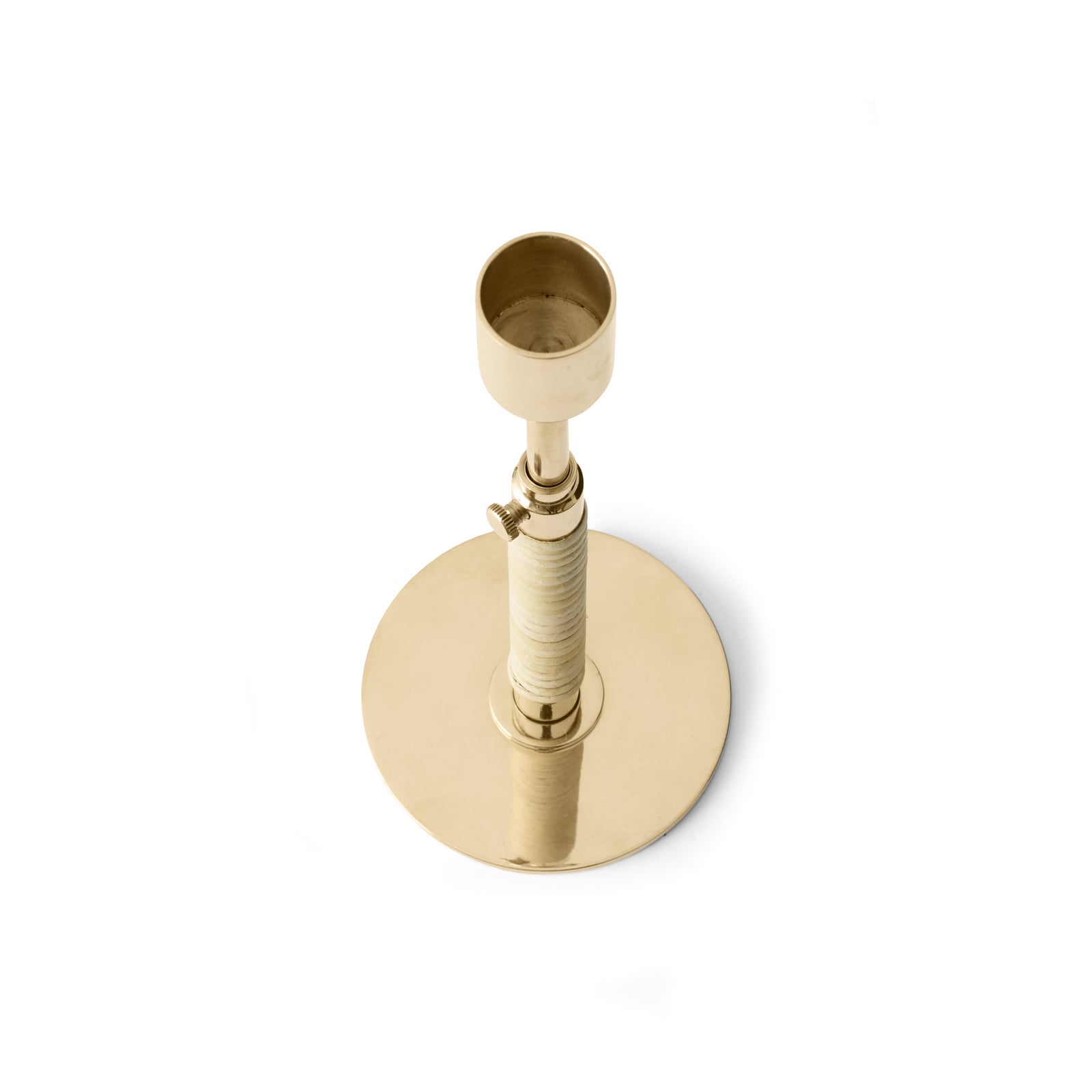 Duca candle holder, brass, height 24 cm, rattan - Audo