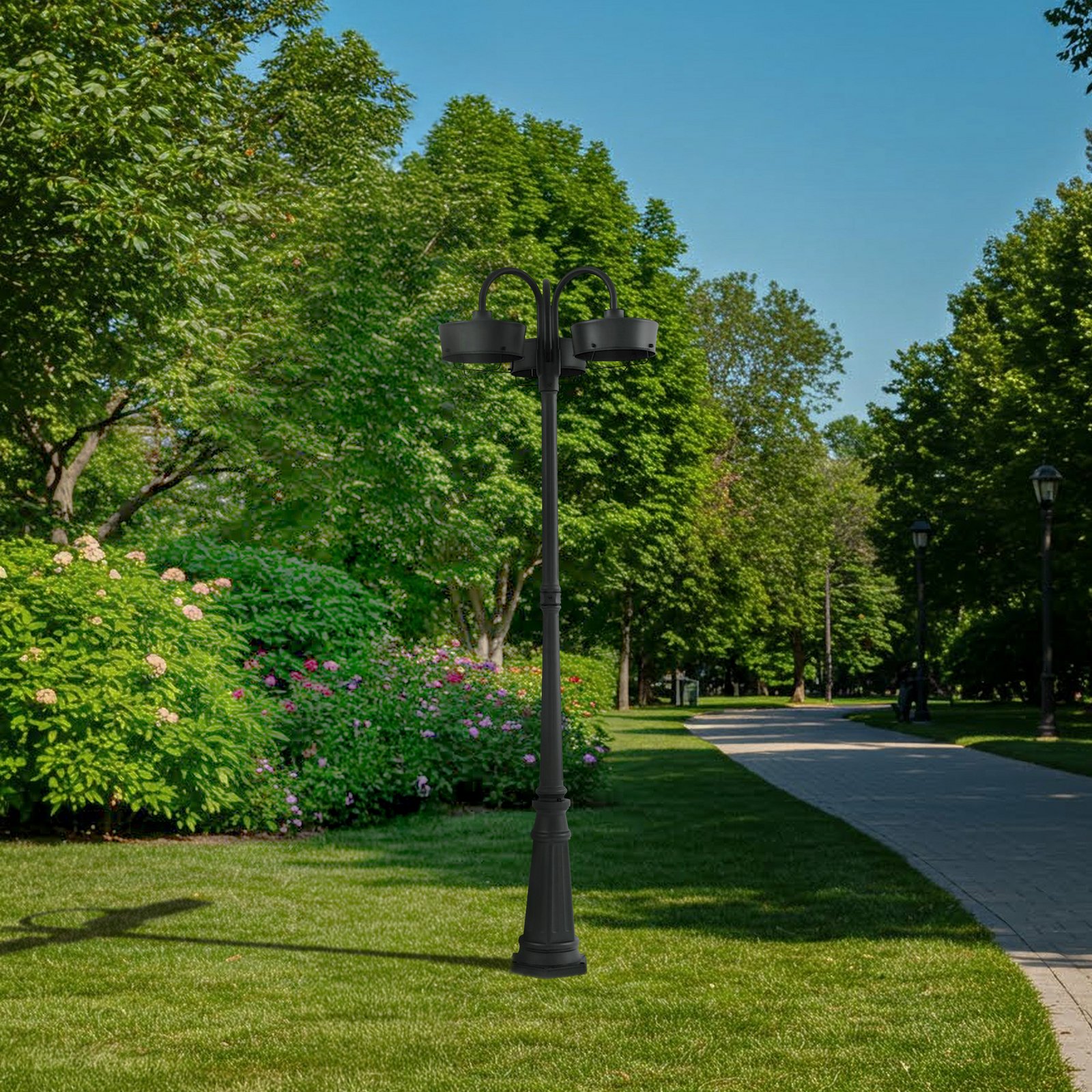 Prios LED välisvalgusti Thorus, 204 cm, must, 3-valgusti, IP44