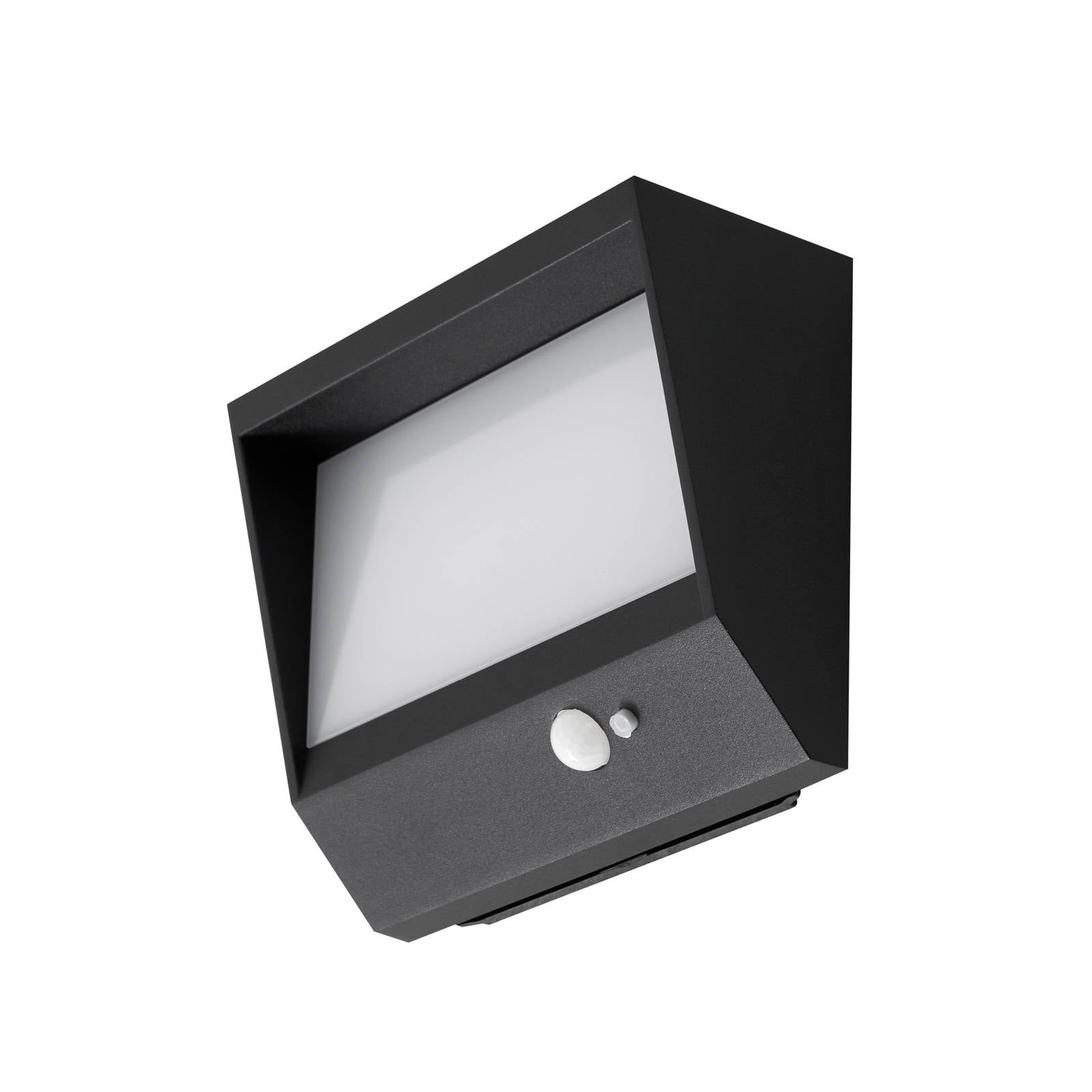 Lucande LED-Solarwandlampe Dava, 14 cm hoch, Alu, Sensor