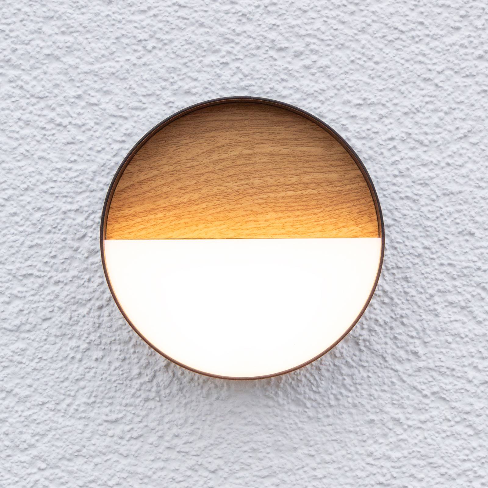 Eco-Light Applique d'extérieur LED rechargeable Meg, couleur bois, Ø 15 cm