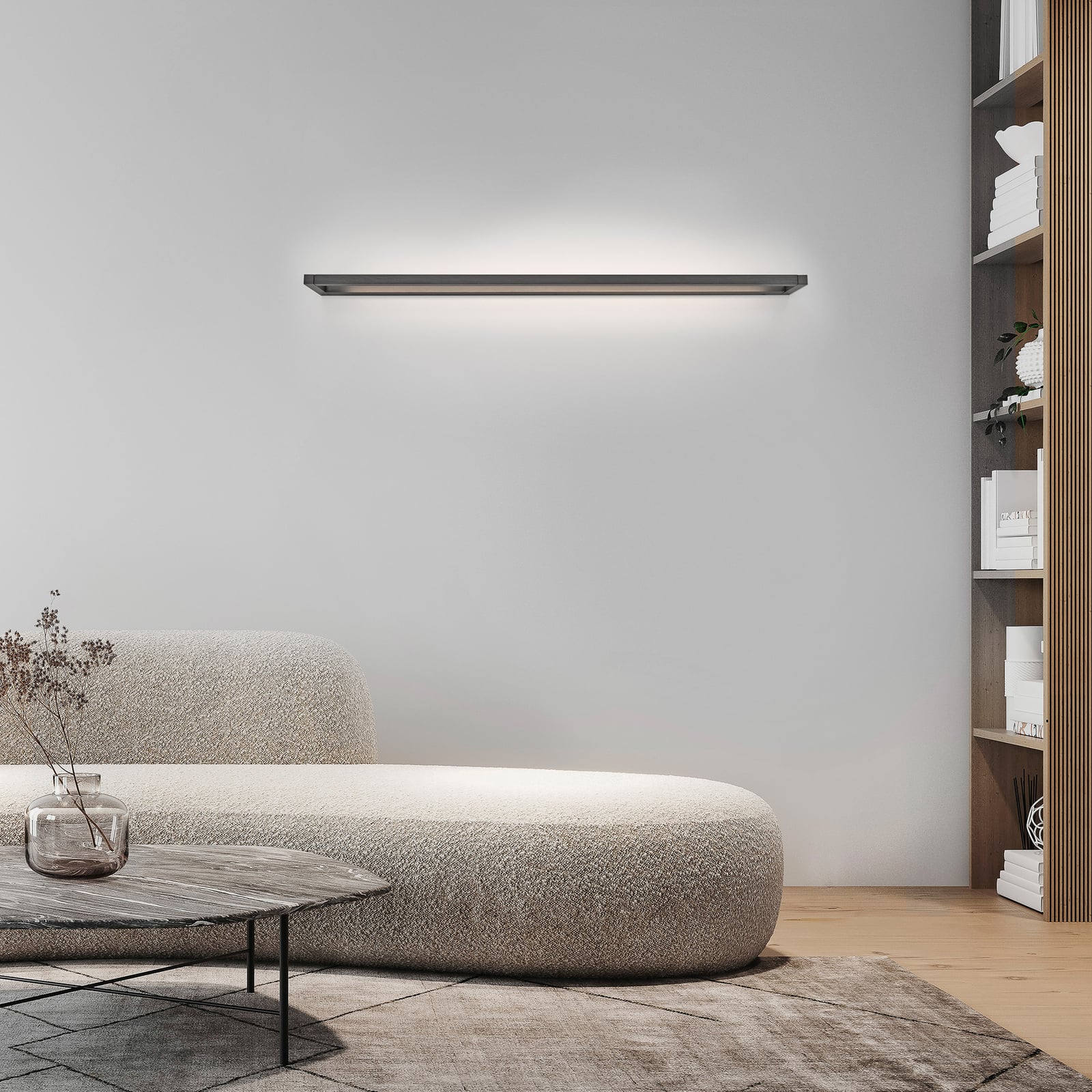 Puro LED-Wandlampe, grau, Breite 100 cm, Alu, Dimmer - PURE Puro LED-Wandlampe, grau, Breite 100 cm, Alu, Dimmer - PURE