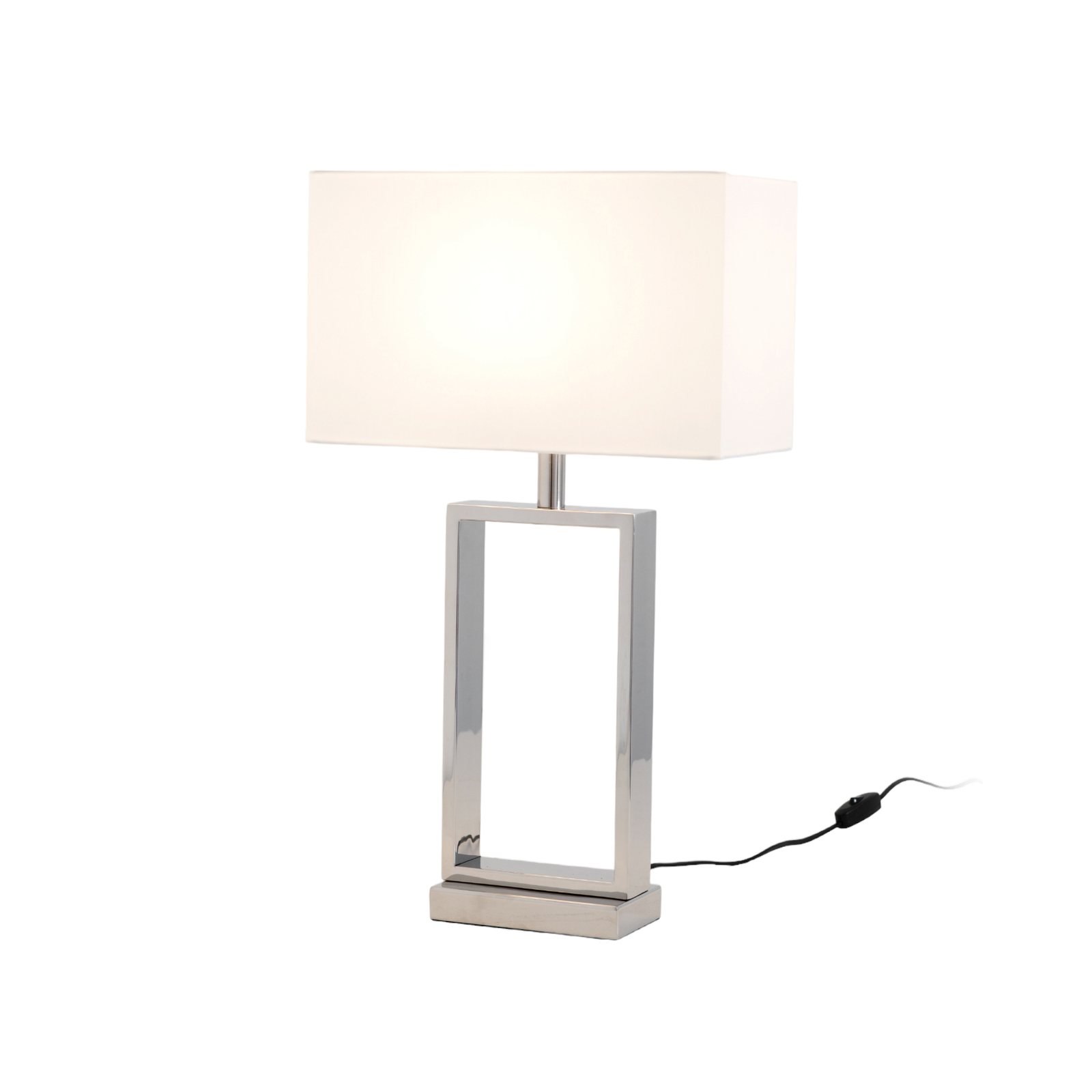 Sprazzo table lamp base silver fabric shade, white