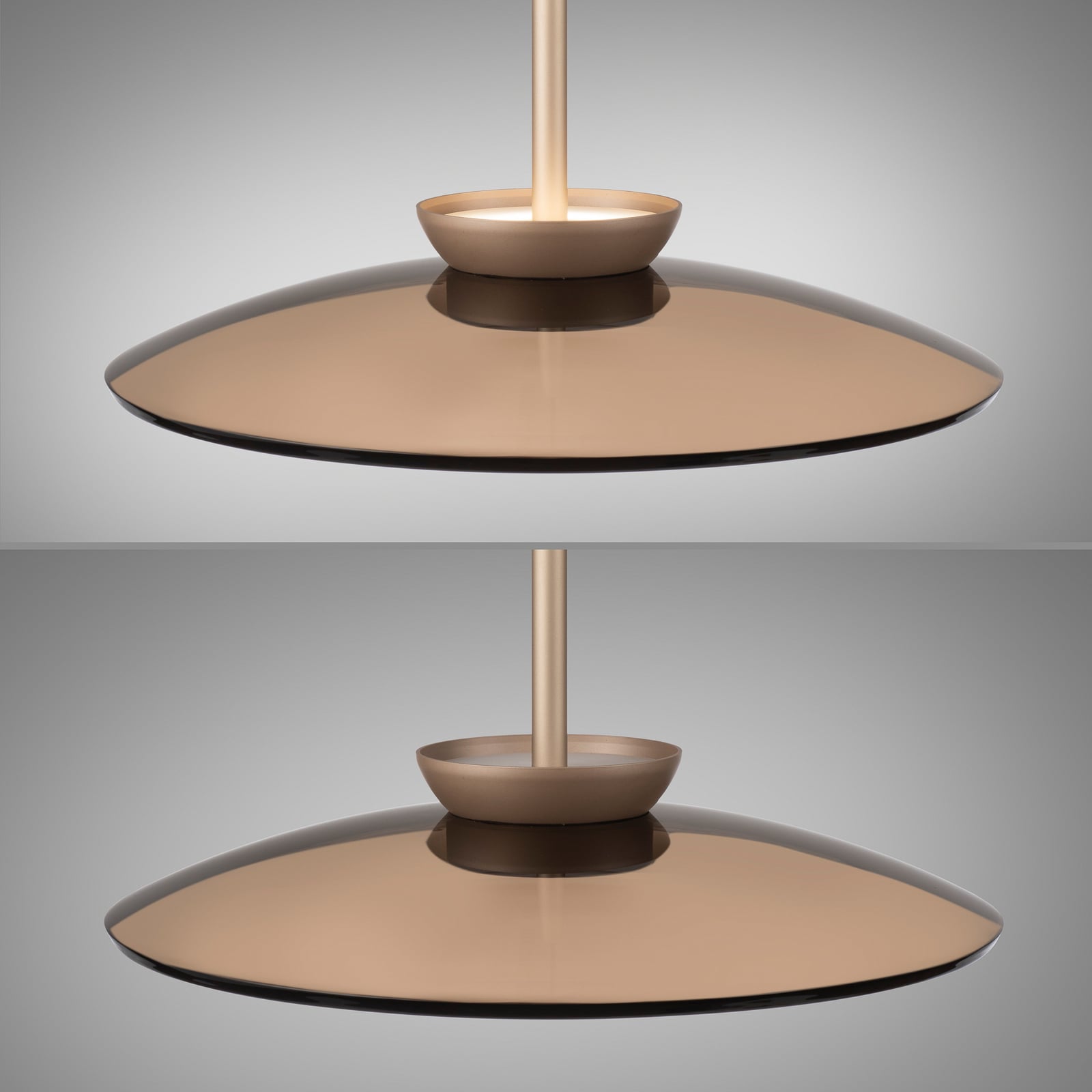 Suspension LED E-Moon, bronze et verre ambré (foncé), Ø 50 cm - PURE Suspension LED E-Moon, bronze et verre ambré (foncé), Ø 50 cm - PURE