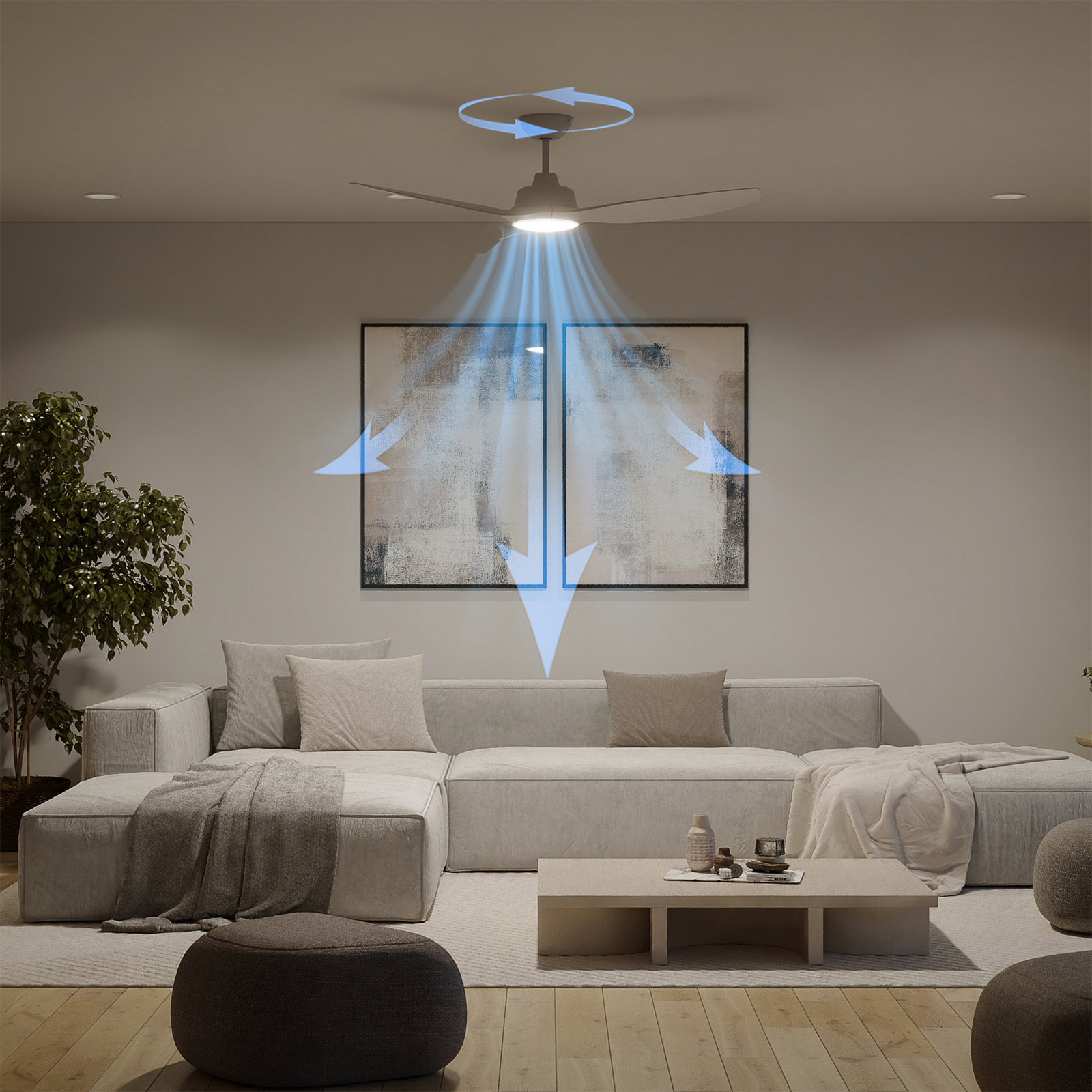 Wentylator sufitowy LED Philips Fixed, średnica 132 cm, biały, CCT