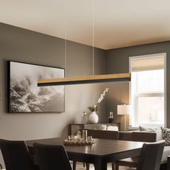 Quitani Lampada a sospensione Keijo, nero/quercia, 103 cm