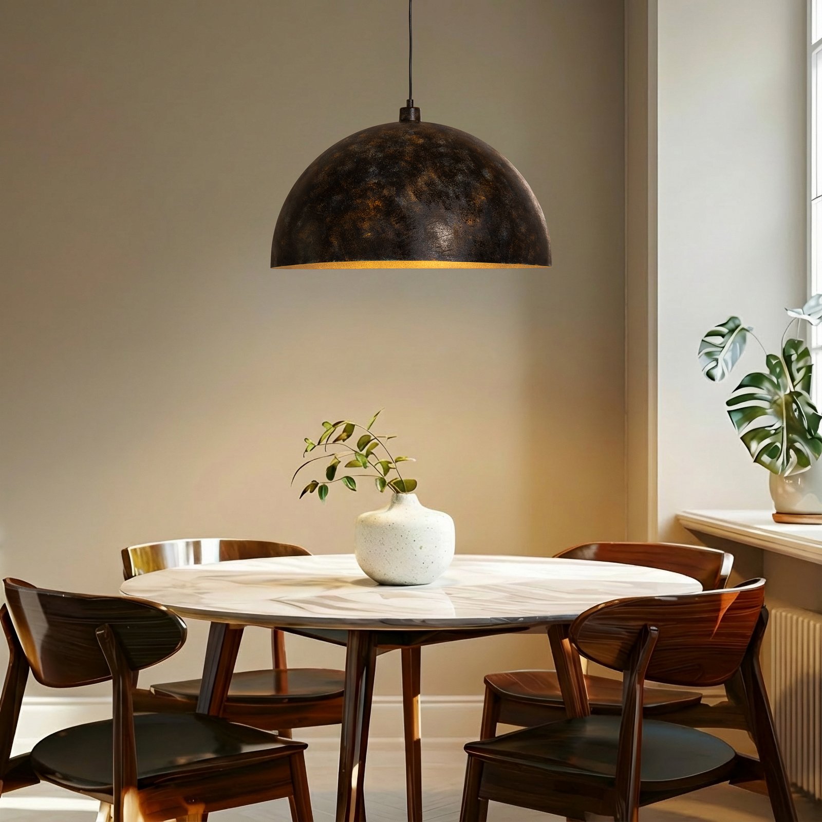 Berceste pendant light, Ø 60 cm, aged brass, metal