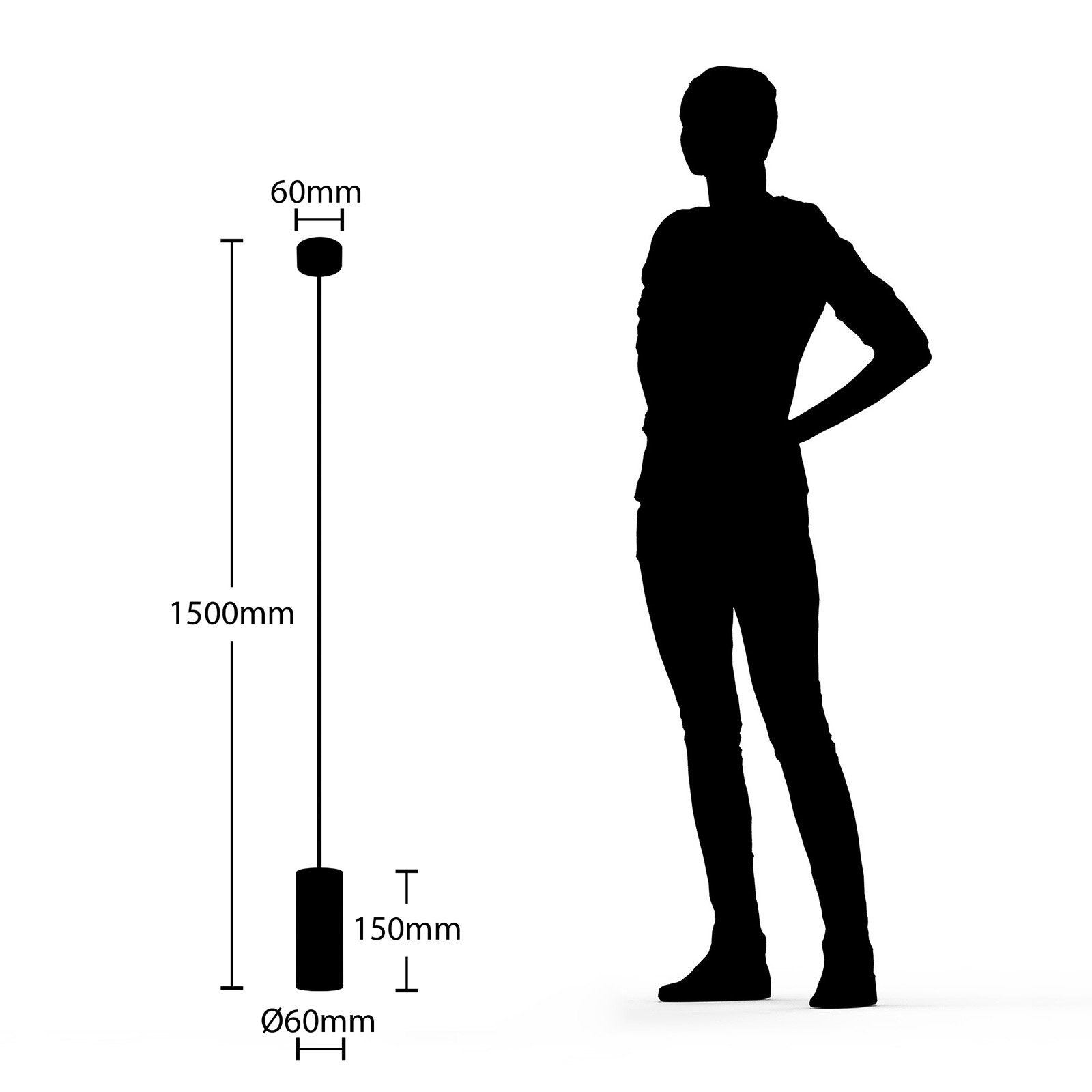 Arcchio Ejona pendellampa, höjd 15 cm, svart