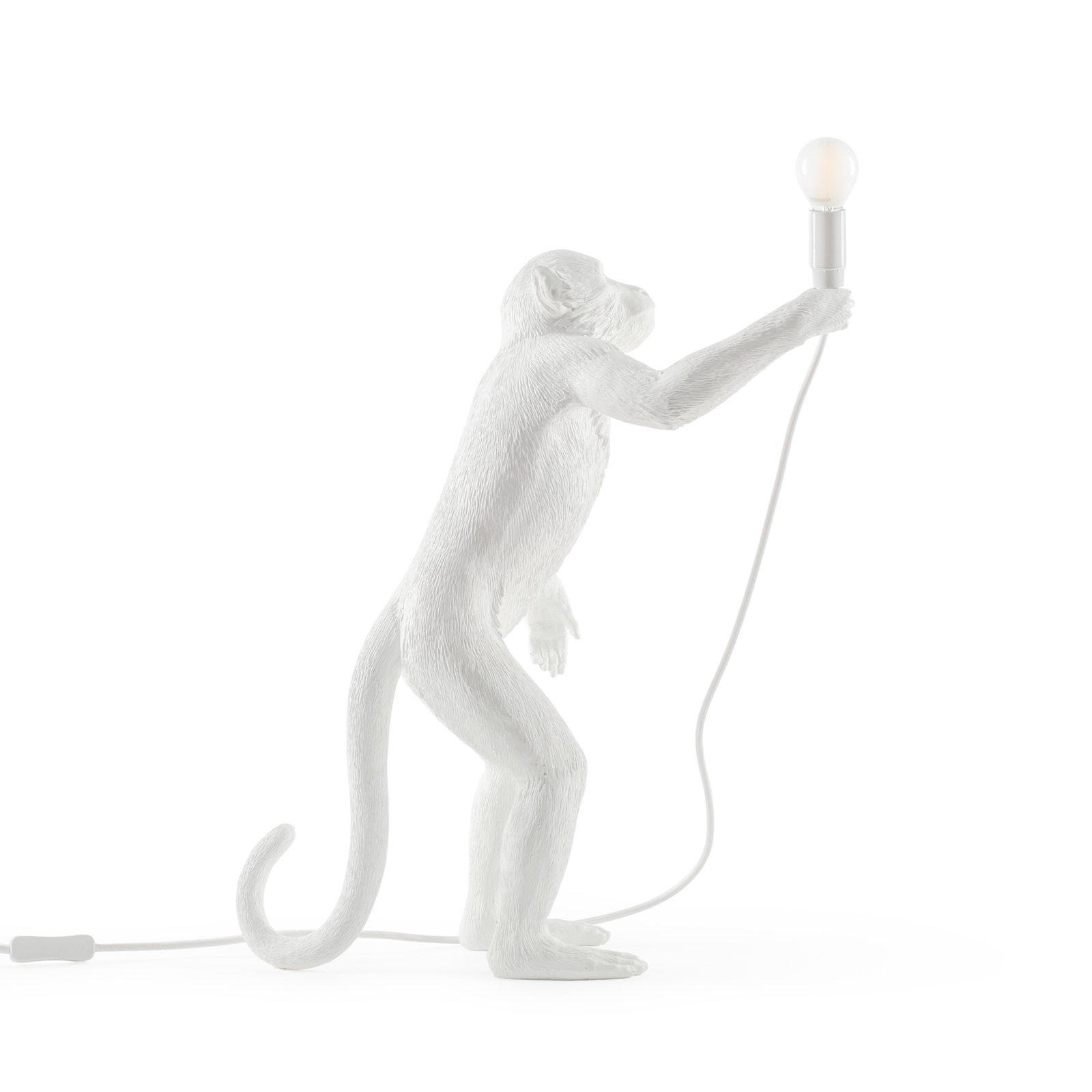 Lampă LED de masă Monkey Lamp, alb, în picioare