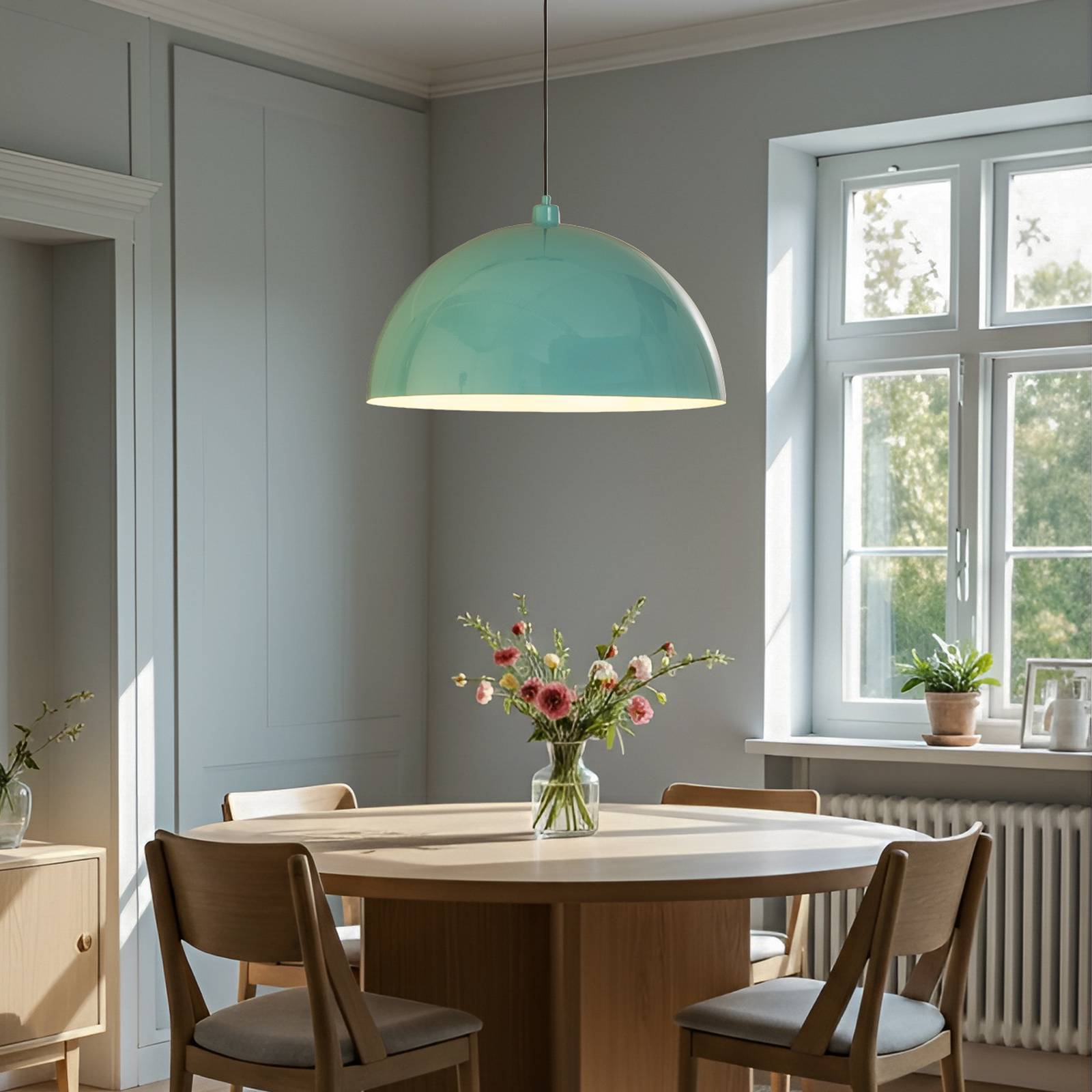 Hängeleuchte Kure, türkis, Metall, Ø 60 cm, E27 günstig online kaufen