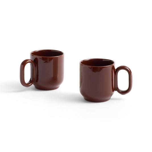 Barro cup, dark red, Ø 8 cm, set of 2, terracotta - HAY