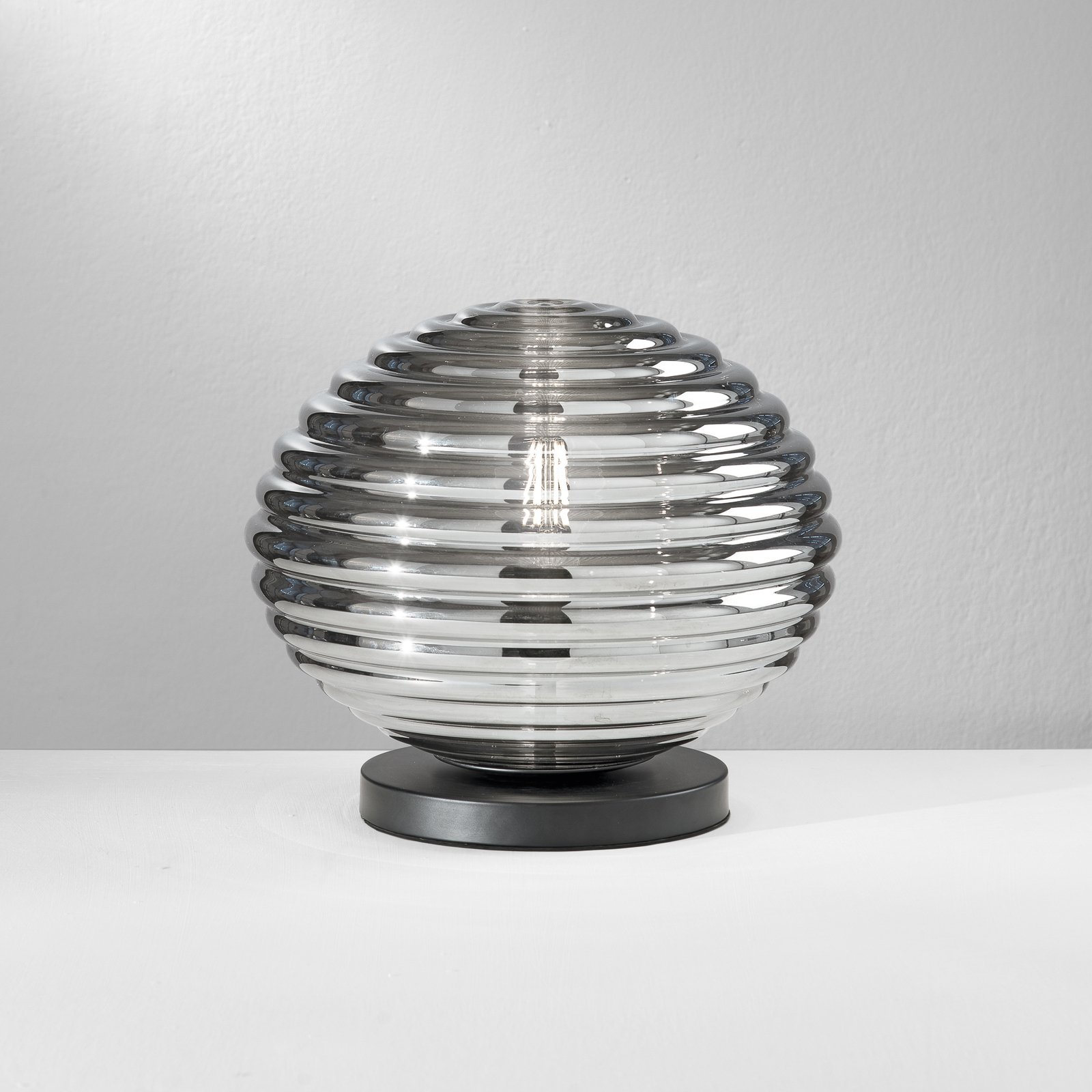Lampă de masă Ripple, negru/gri fumuriu, Ø 32 cm