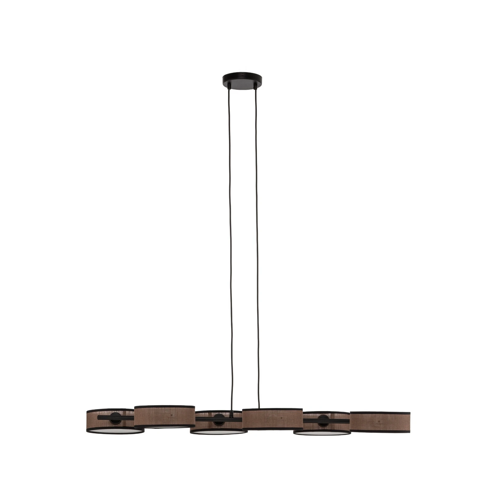 Suspension DRUMZ, marron, longueur 100 cm, à 6 lampes, tissu, E14