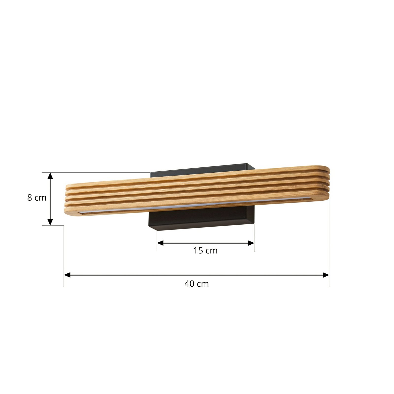 Lieske LED-seinävalaisin, musta, 40 cm, puu - Lucande