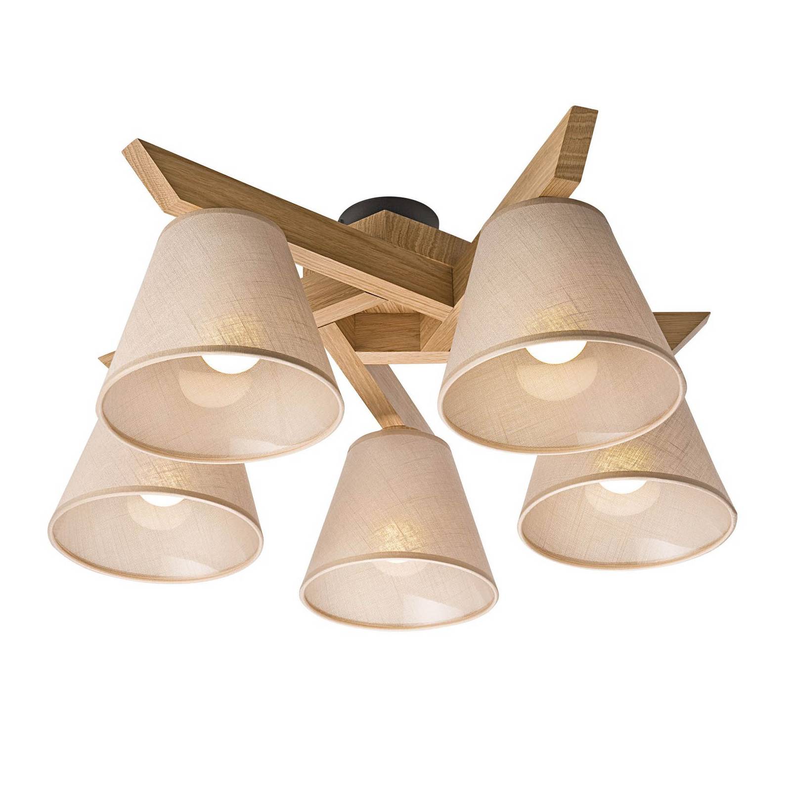 Plafondlamp Suecia 5-lamps eiken natuur/beige