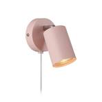 Прожектор за стена с кабел и щепсел, GU10, розов