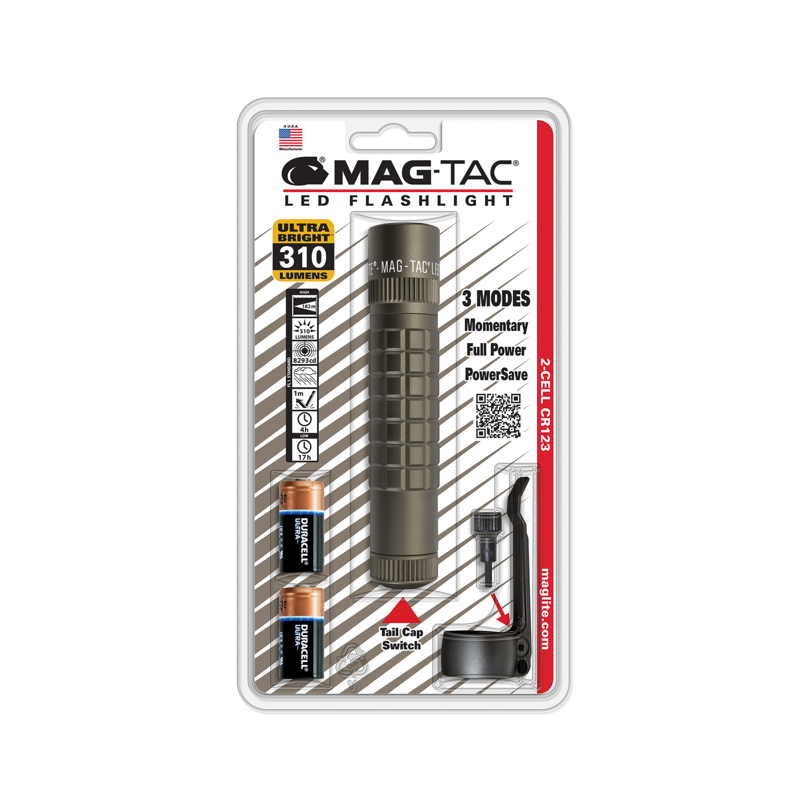 Maglite LED zaklamp Mag-Tac, 2 Cell CR123, bladgroen