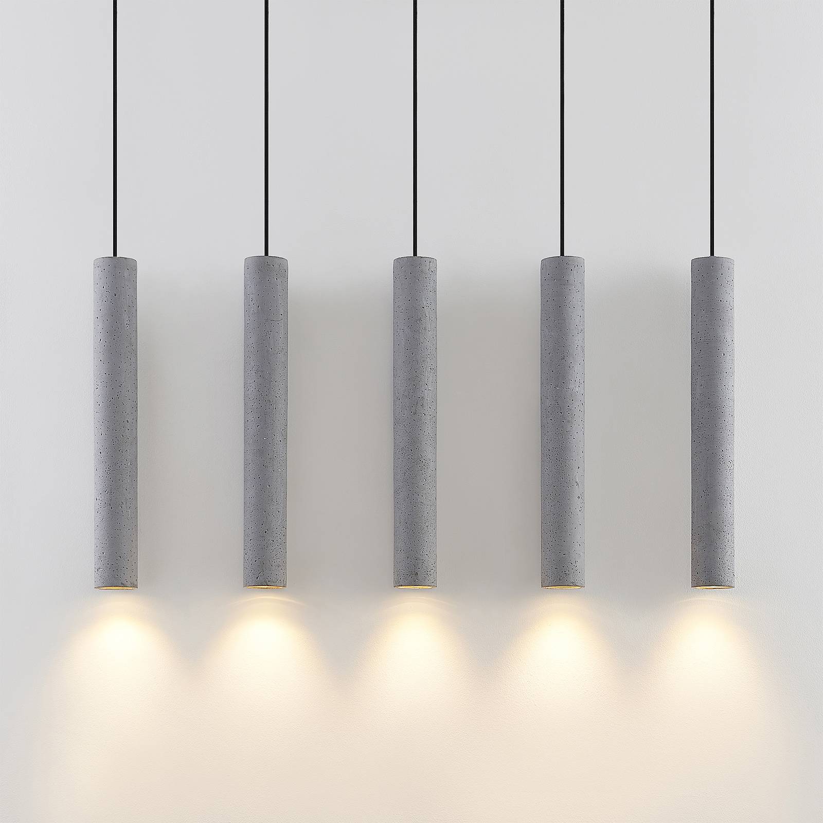 Lampa wisząca Lindby Concretto, 100 cm, szary, 5-punktowa, betonowa