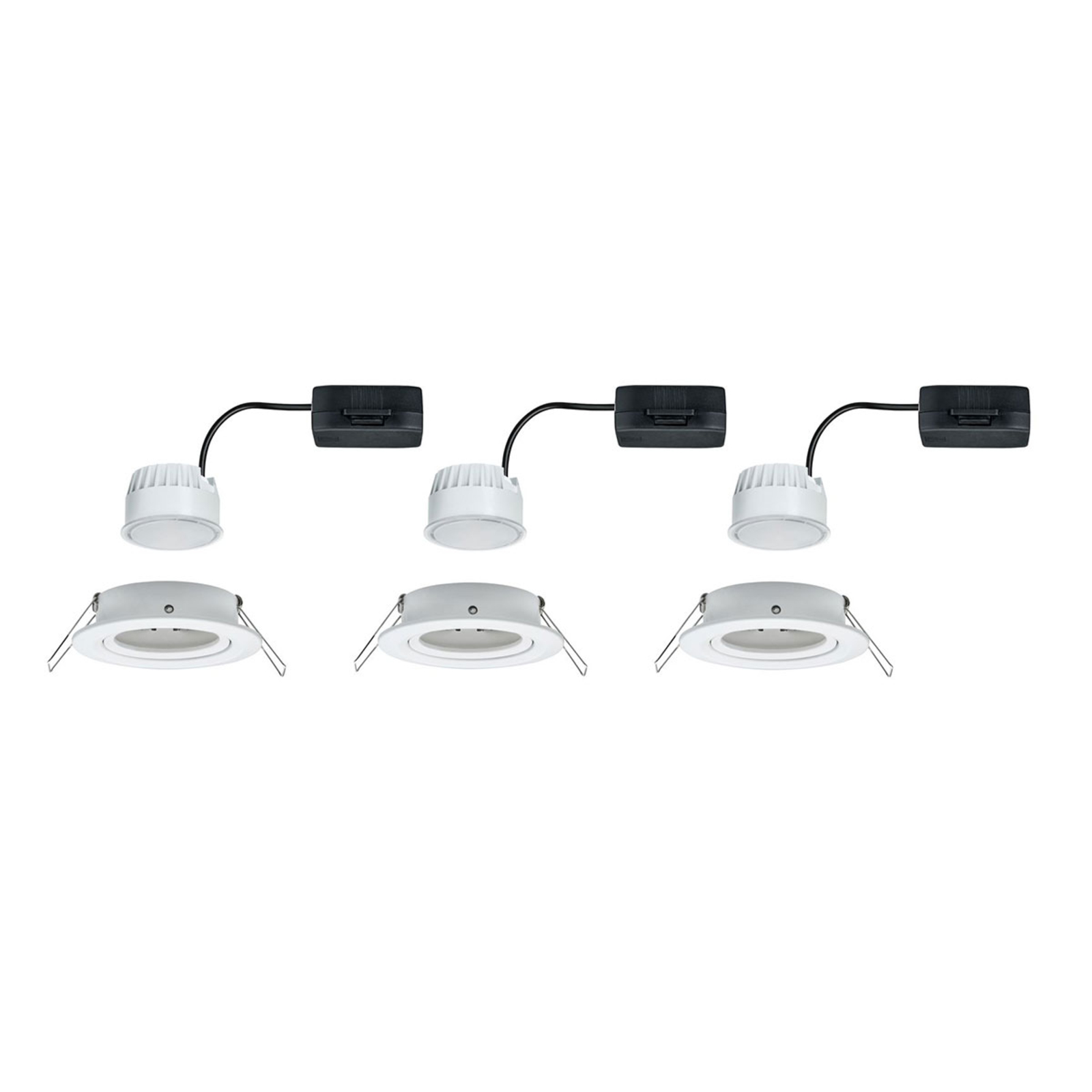 Paulmann Nova LED inbouwspot per 3, gezwenkt, wit