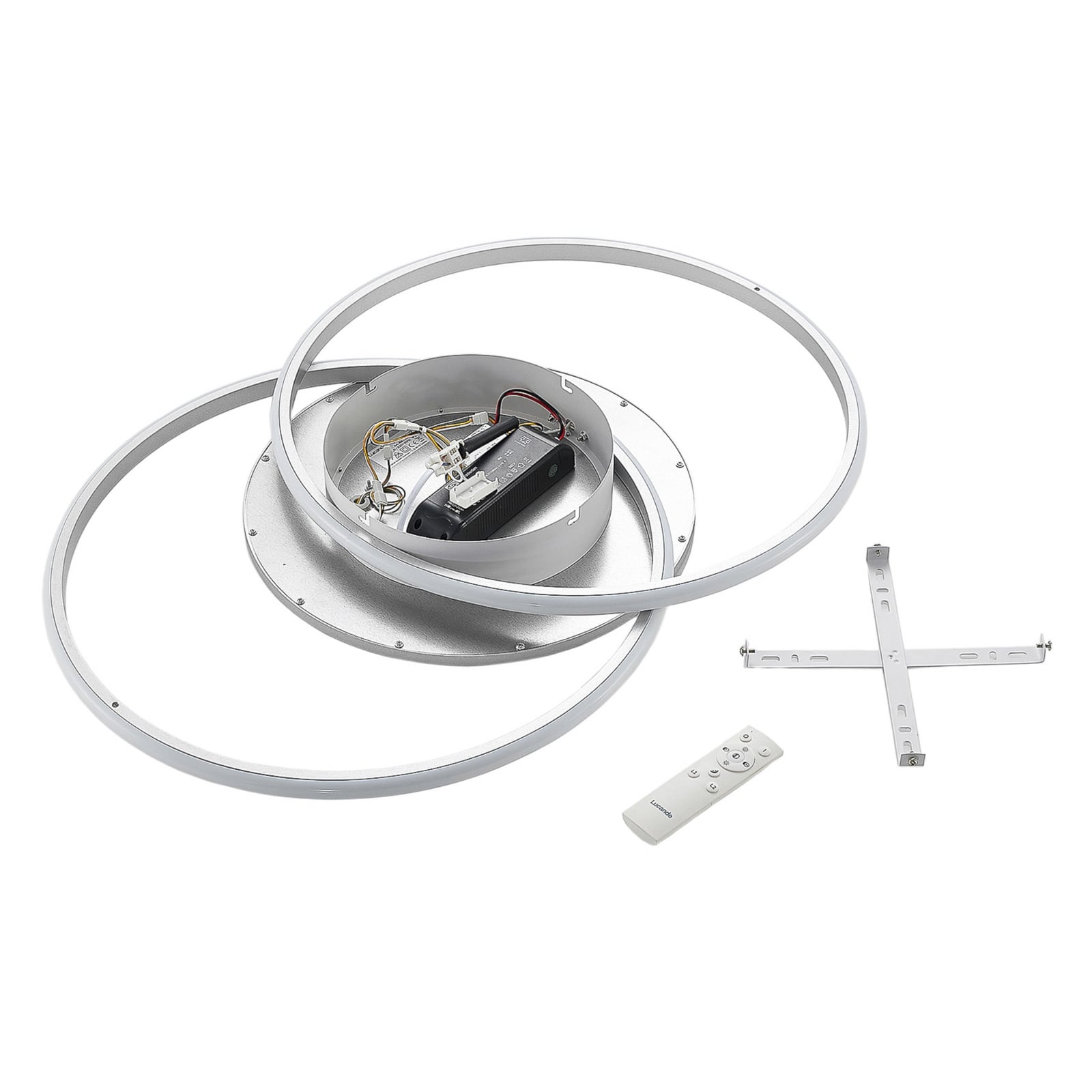 Lucande LED stropní svítidlo Senne, CCT, stříbrná, kov