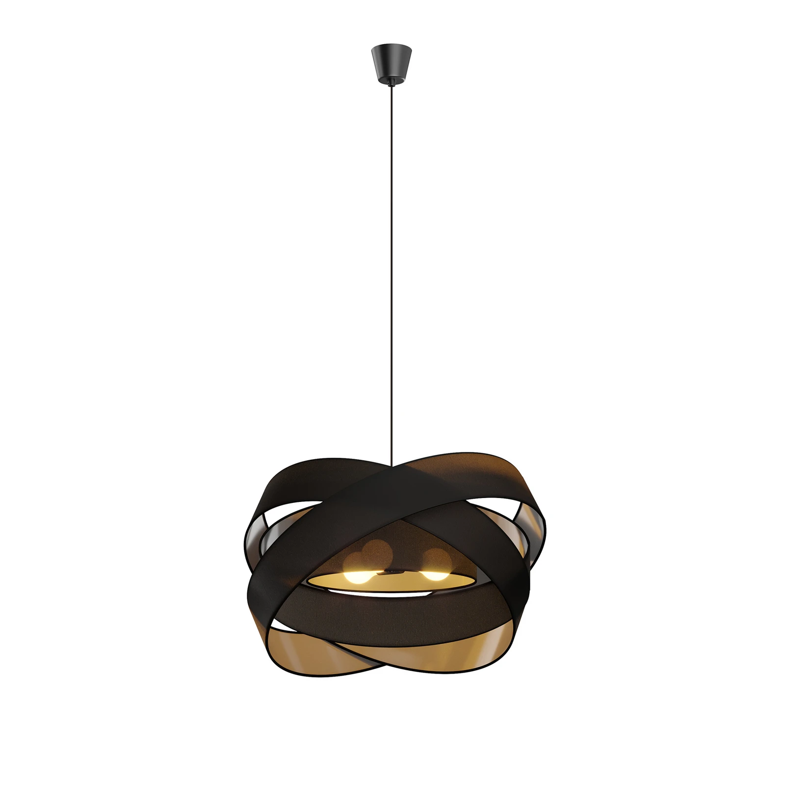 Lindby Pendellampe Simaria, schwarz, Textil, Ø 60 cm, E27