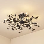 Stropní svítidlo Lindby Yos, 8 světel, 85 cm, černá-měď, E14