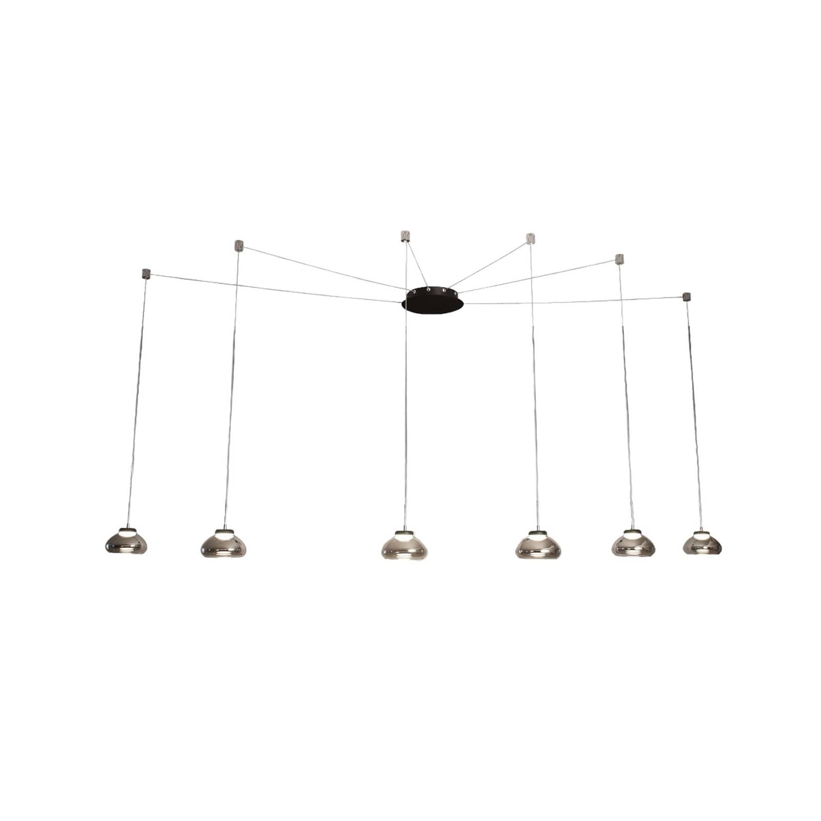 LED-Hängeleuchte Arabella, rauchgrau, 6-flammig, dezentral