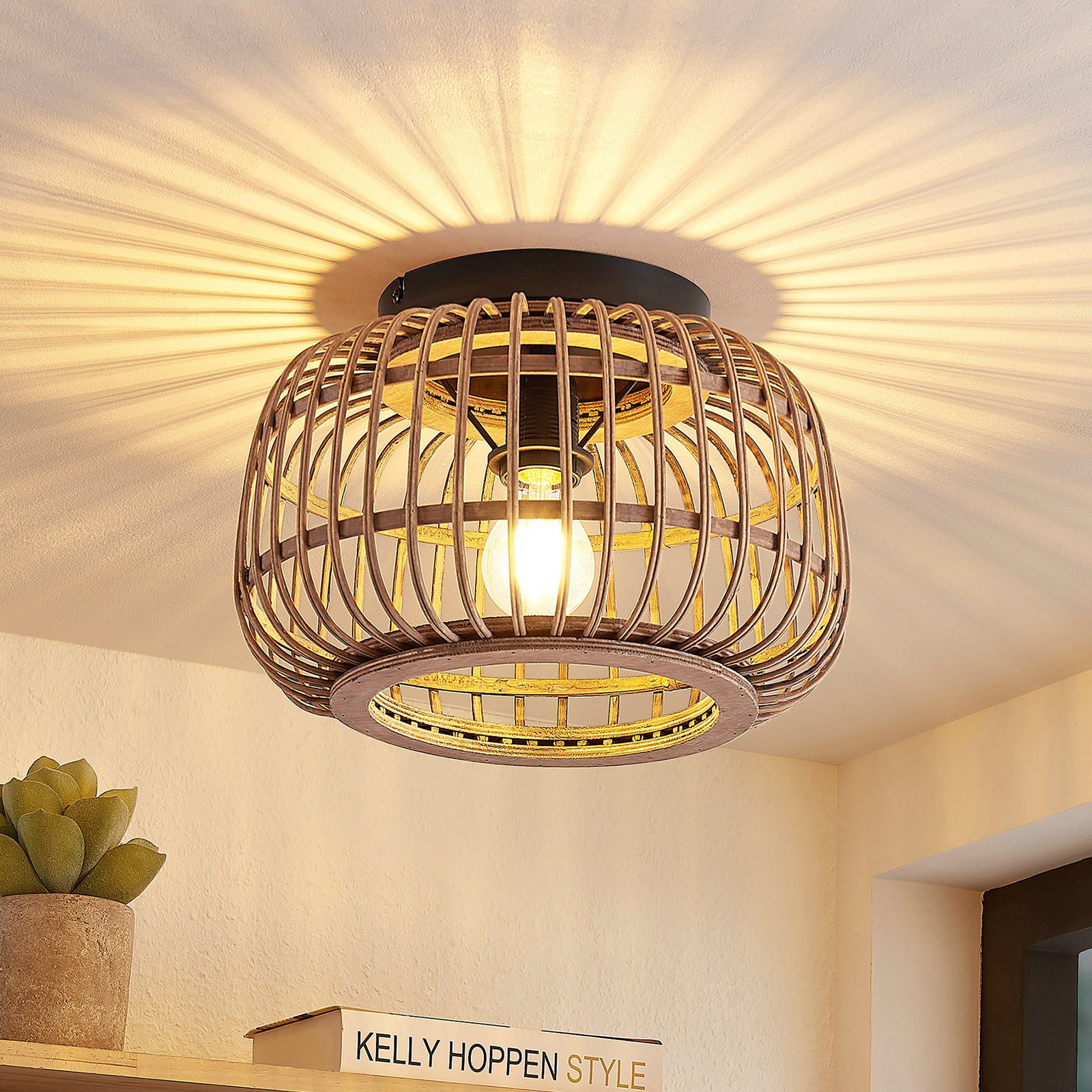 Bominio Ceiling Lamp Ø33 Wood - Lindby