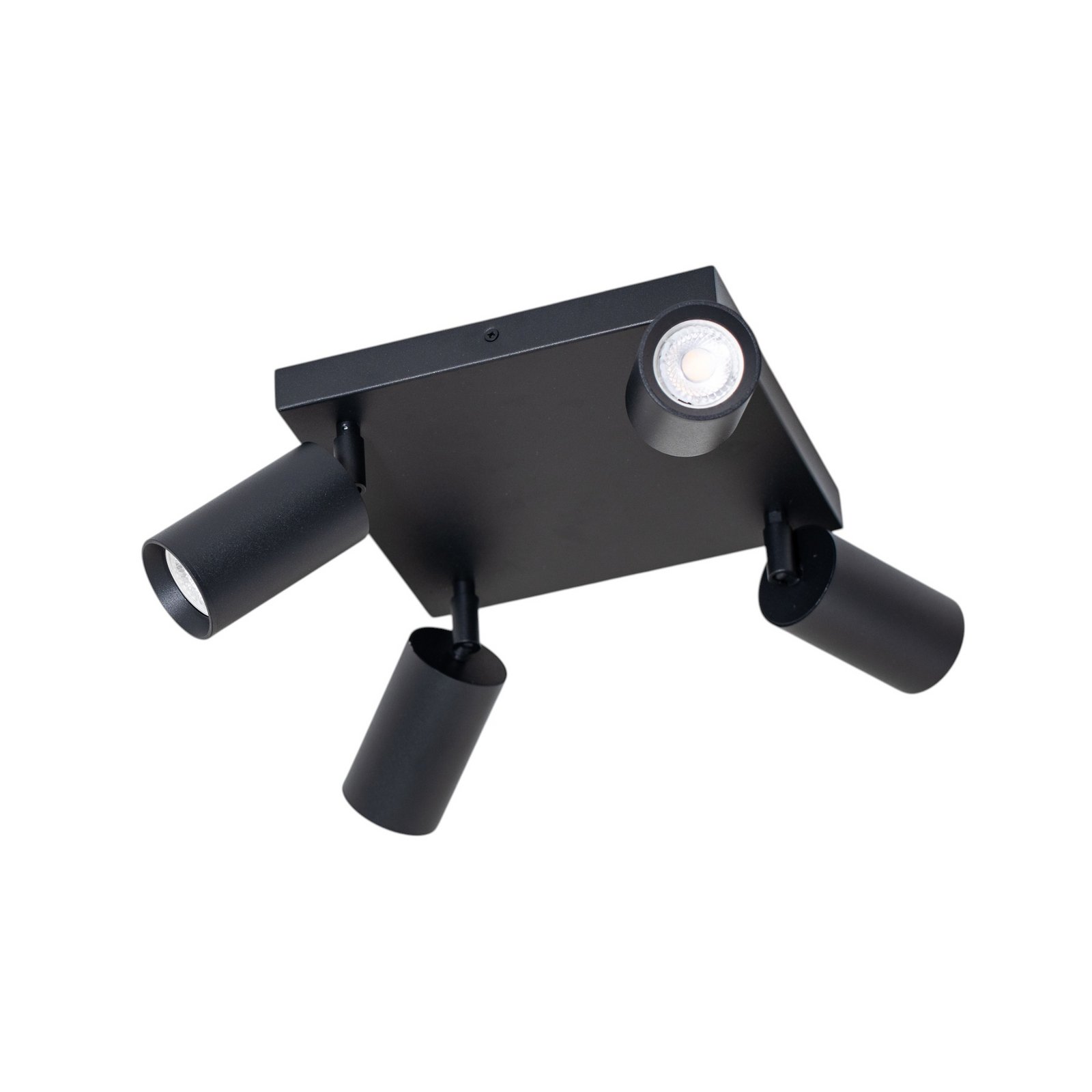 Faretto da soffitto Sado, nero, acciaio, orientabile, a 4 luci