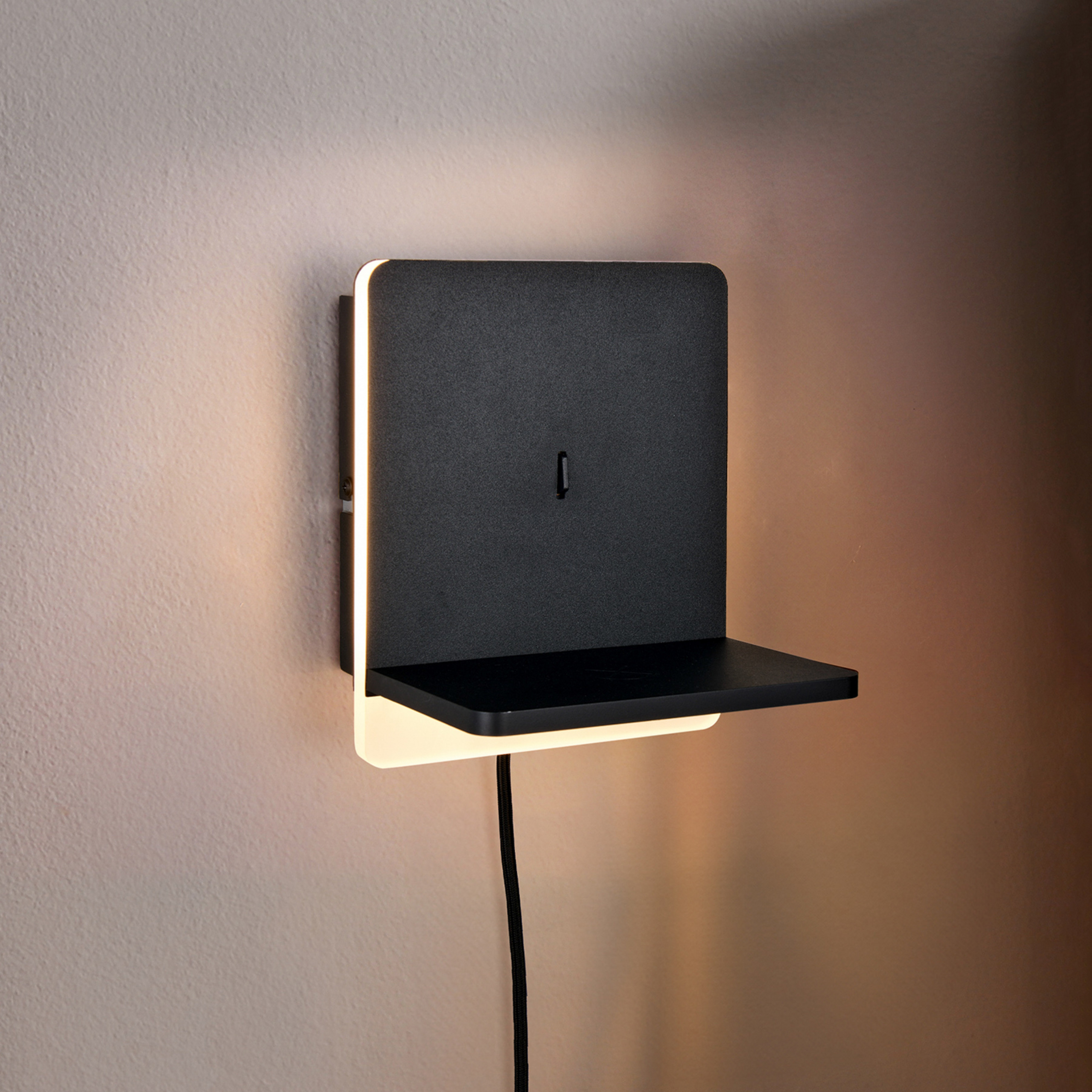 Aplique de pared LED Fairfield, metal, negro mate, atenuador