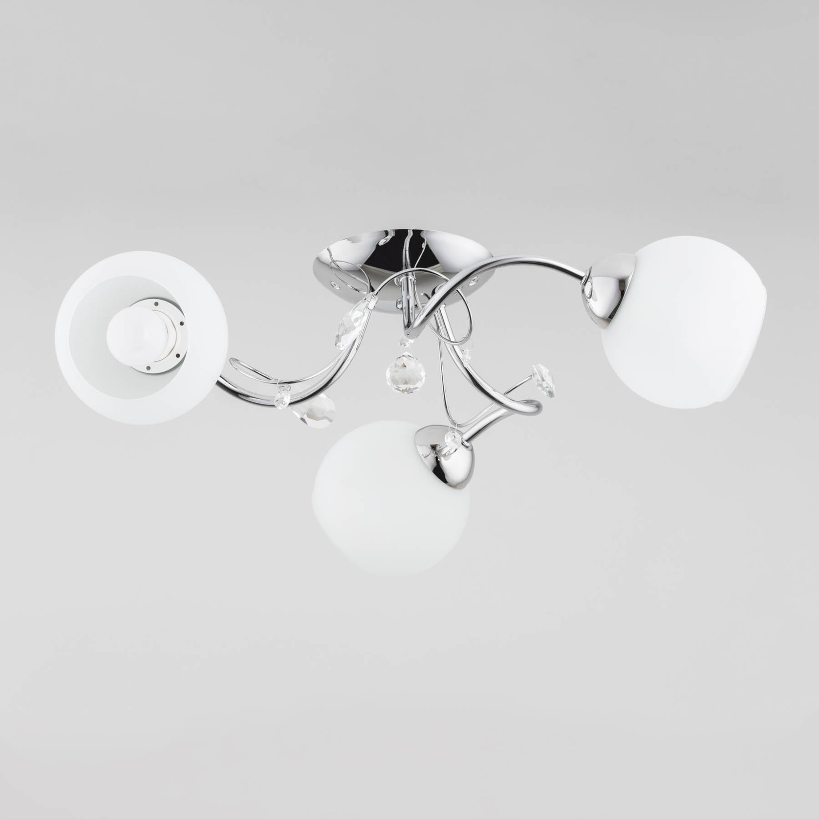 Livia Pro ceiling light, chrome/white, three-bulb