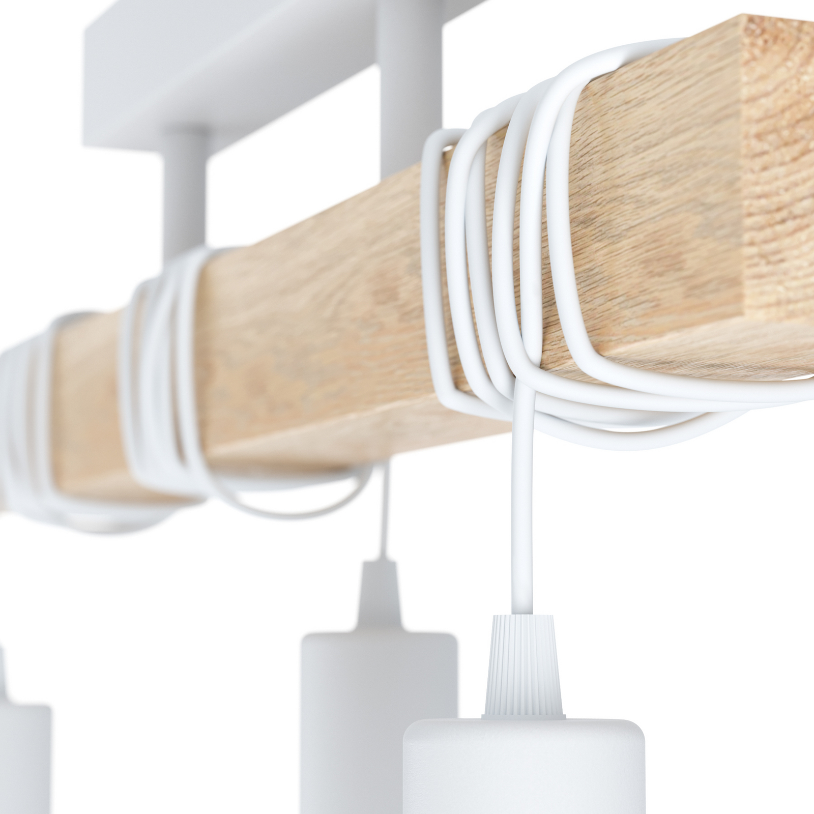 Candeeiro de teto Townshend, comprimento 55 cm, branco/carvalho, 3