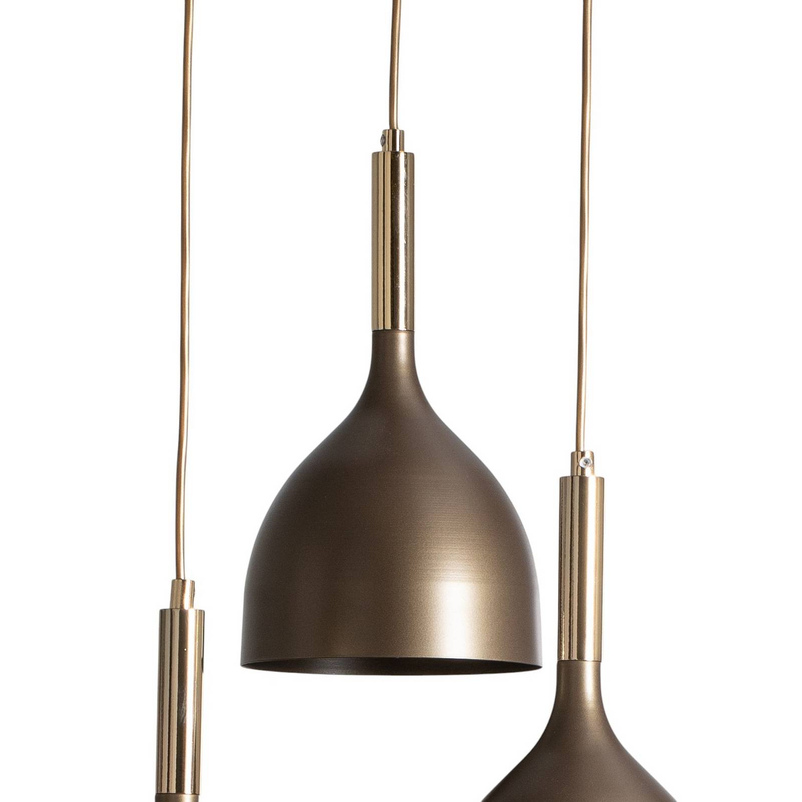 Lampa wisząca Noak 3-punktowa, okrągła, tytanowo-złoty/złoty, stal