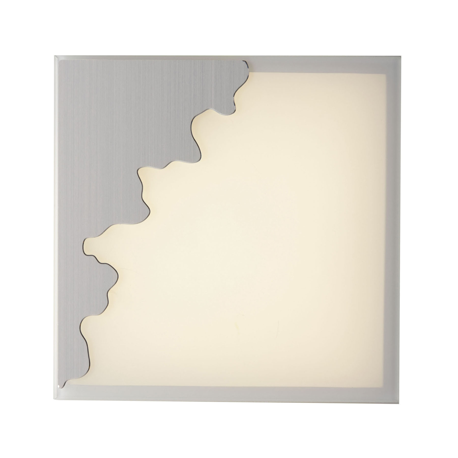 Chic wall light, angular, silver/satin, 25x25cm